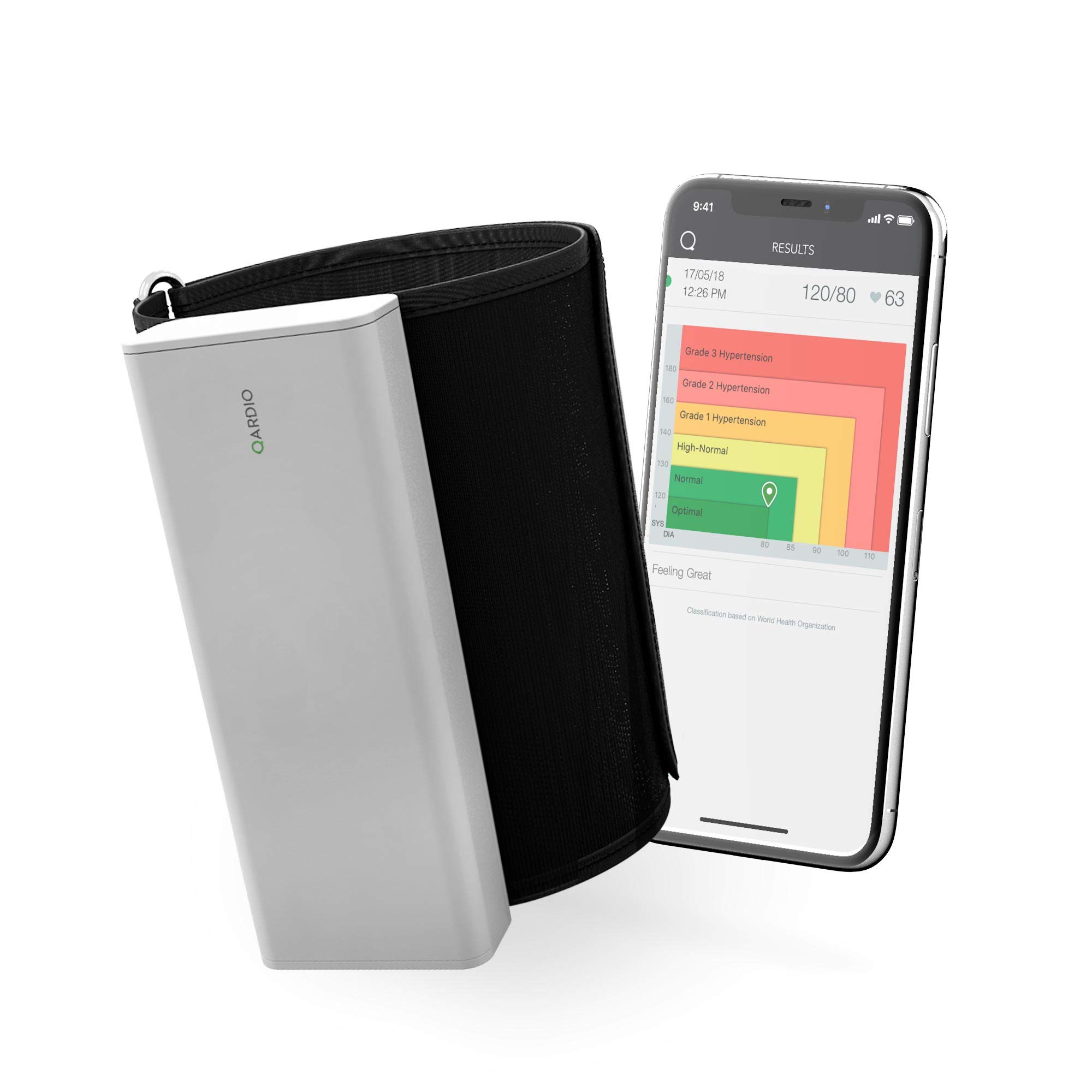 QardioArm Wireless Blood Pressure Monitor - Smart Bluetooth Upper Arm Cuff for iOS, Android & Apple Watch | FSA/HSA Eligible | Home Health Tracking for Hypertension & Heart Health