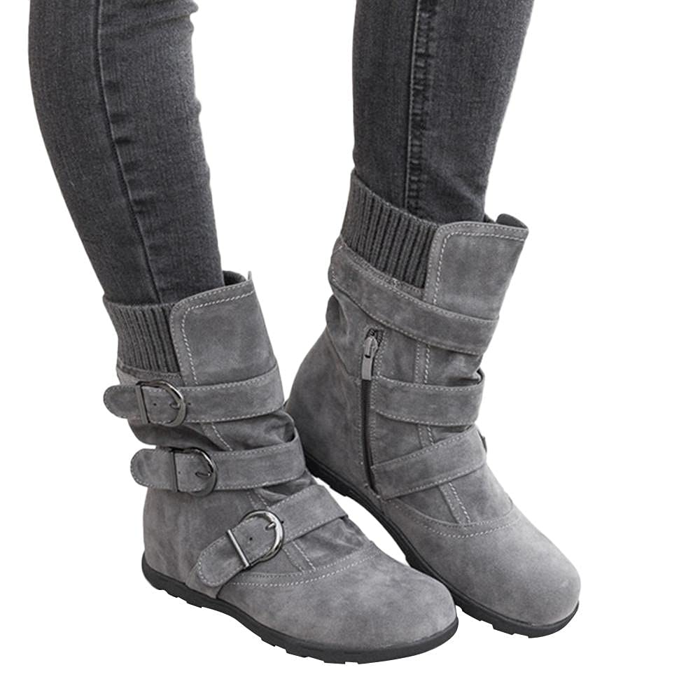 Vintage Women's Ankle Boots - Lace Up Mid-Calf Combat Booties with Thick Chunky Heel | Stylish Fall & Winter Fashion for Casual Outfits, Date Nights & Office Wear