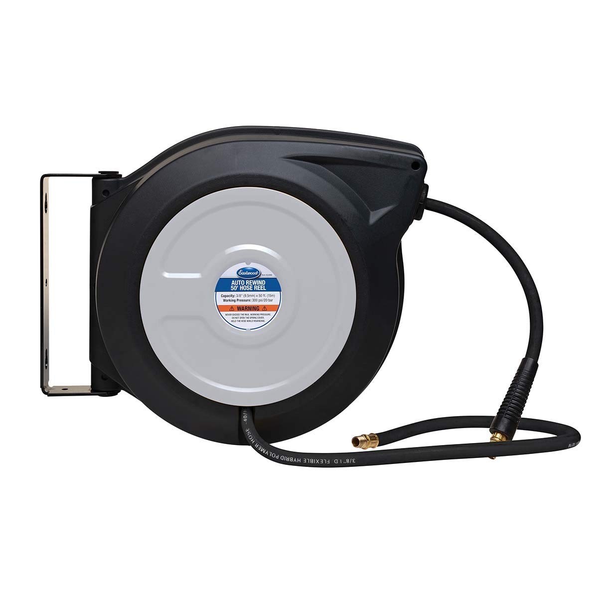 Eastwood 50ft Air Hose Reel with Hybrid Flex Polymer Hose - Heavy Duty Retractable Air Compressor Hose for Garage, Workshop & Automotive Use