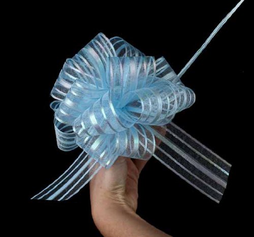 Blue Satin Pull Bows for Weddings, Gifts & Parties - Pack of 12