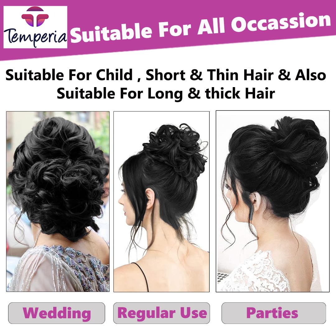 Stylish Juda Hair Buns & Messy Bun Hair Extensions for Women - Fake Donut Maker Scrunchies with Elastic Band (Black, 1PC) - Perfect for Updos, Ponytails & Everyday Hairstyles