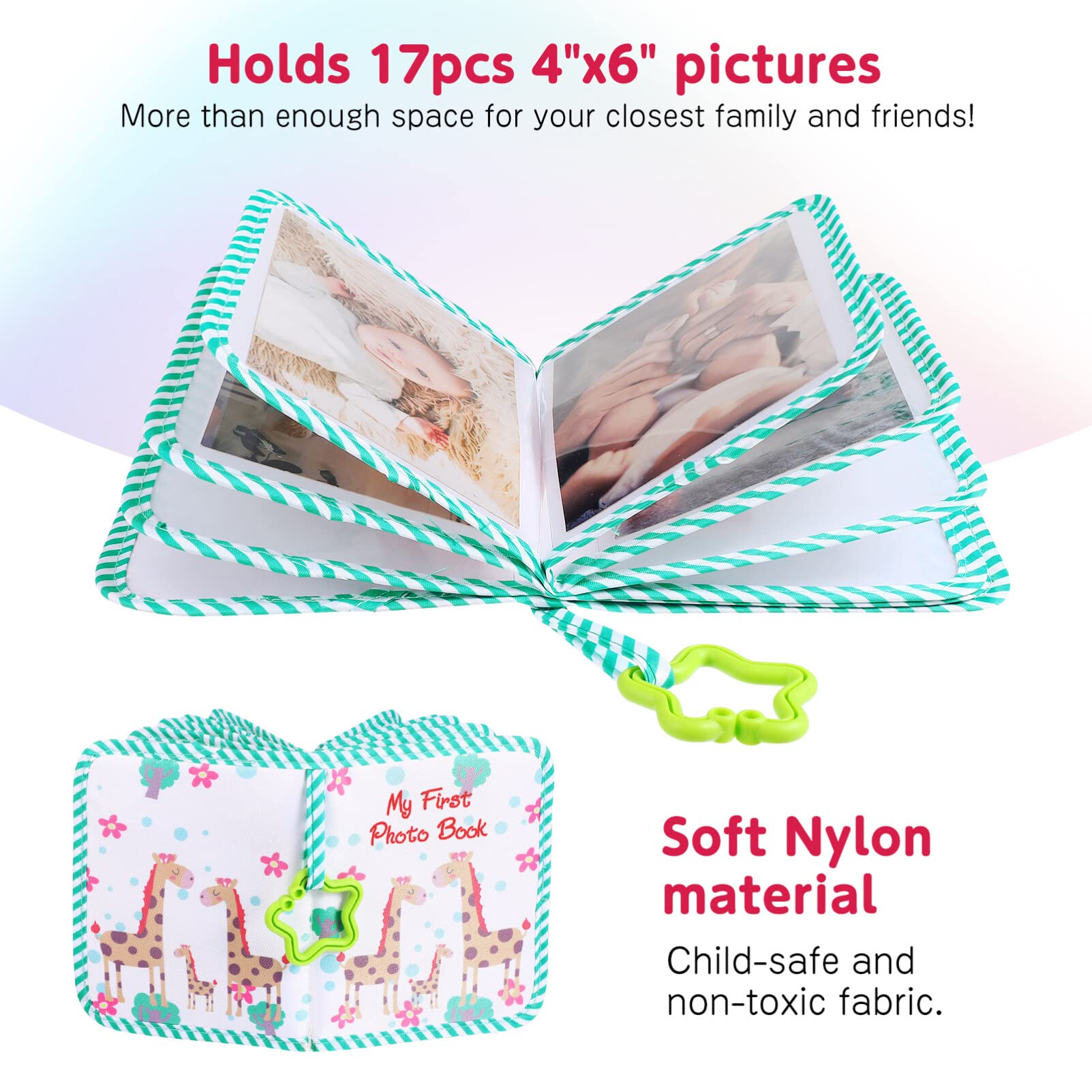 NUOBESTY Baby First Year Memory Book - Soft Cloth Photo Album for Newborns, Infants & Toddlers - Cartoon Design Keepsake Scrapbook - Perfect for Baby Shower Gifts, 1st Birthday Presents & Family Photo Storage