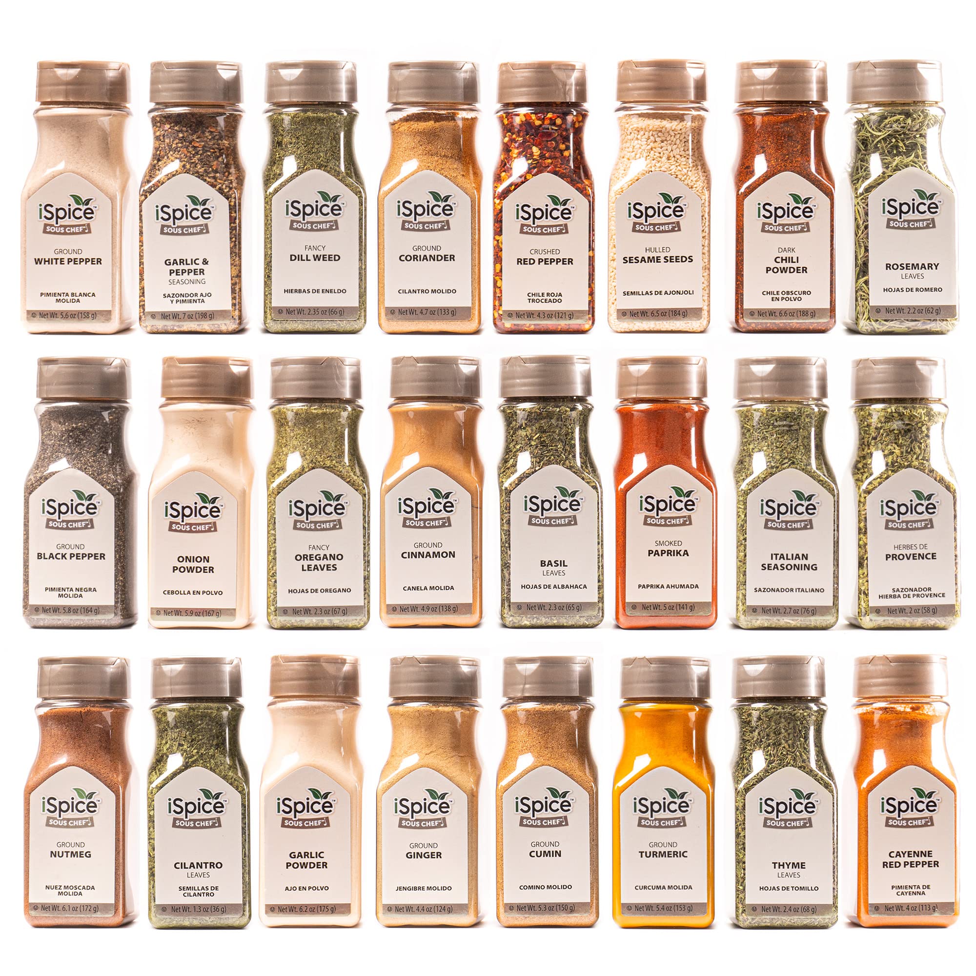 Premium iSpice 24-Piece Starter Kitchen Spice Set - Gourmet Cooking Spices & Seasonings Variety Pack with Herbs - Perfect Gift for Home Chefs & Cooking Enthusiasts | Ideal for Baking, Grilling, Meal Prep & Everyday Cooking
