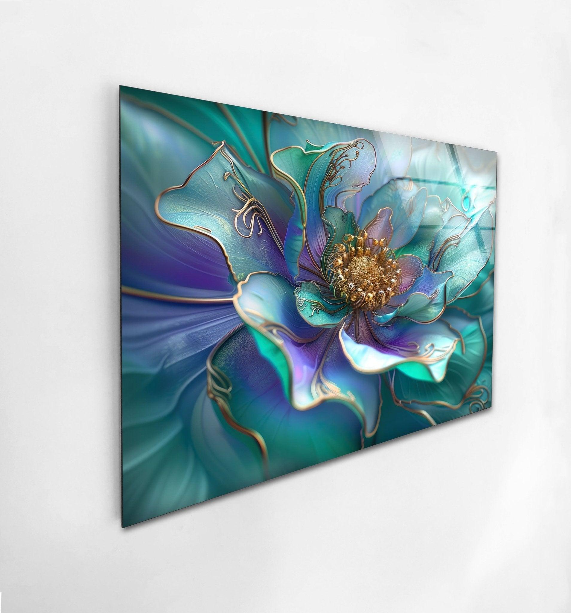 Abstract Pearlescent Flower Close-Up Glass Wall Art - Elegant Home Decor for Living Room, Bedroom & Office