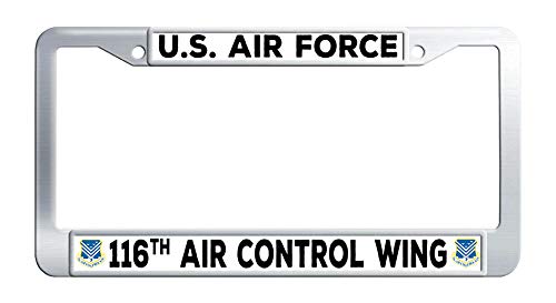 US Air Force 116th Air Control Wing Stainless Steel License Plate Frame - Durable Car Tag Cover for Military Supporters & Veterans (Perfect for Trucks, Cars & Motorcycles)