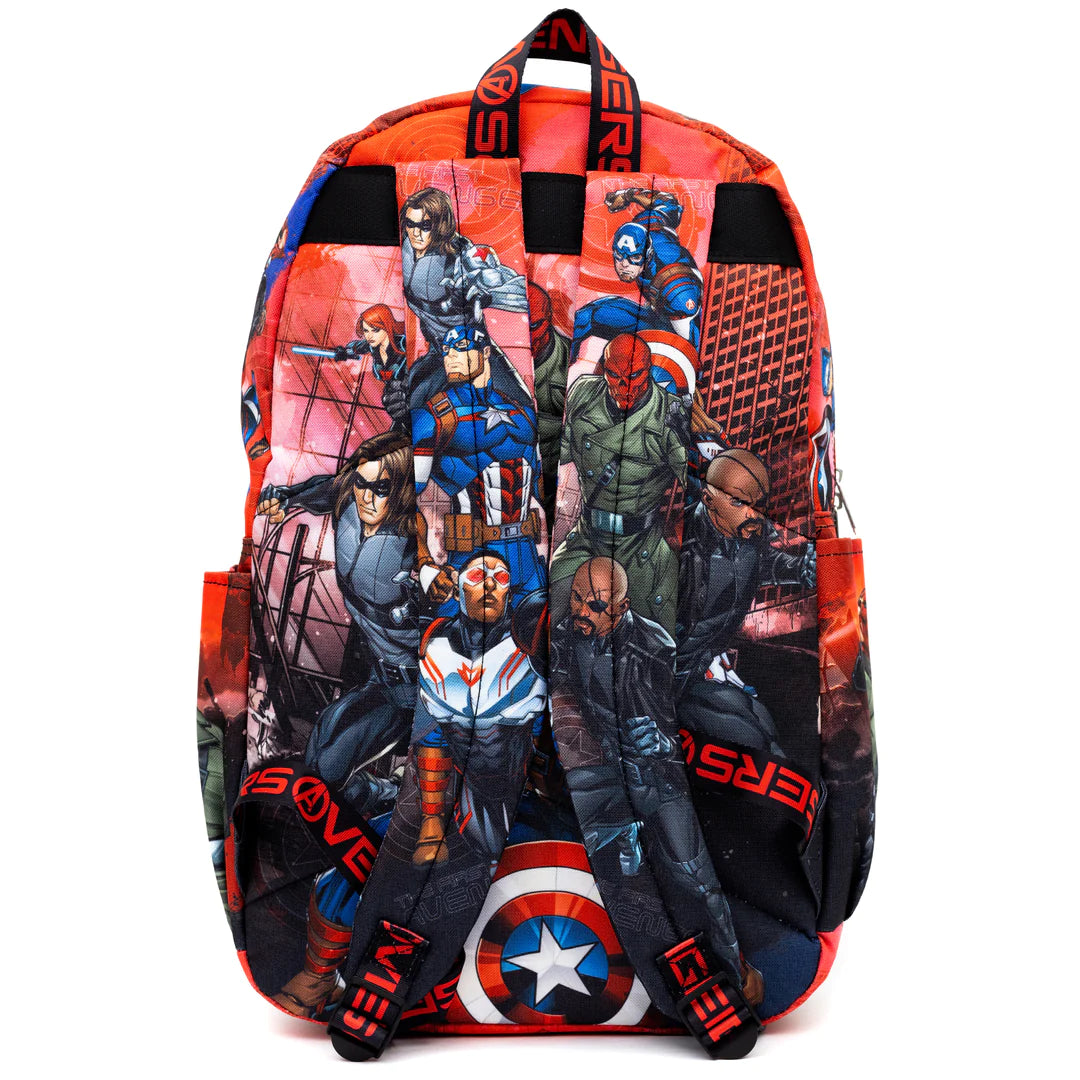 Marvel Avengers 17 Inch Superhero Backpack for School, Travel & Daily Use - Spiderman, Iron Man, Hulk & Captain America Design