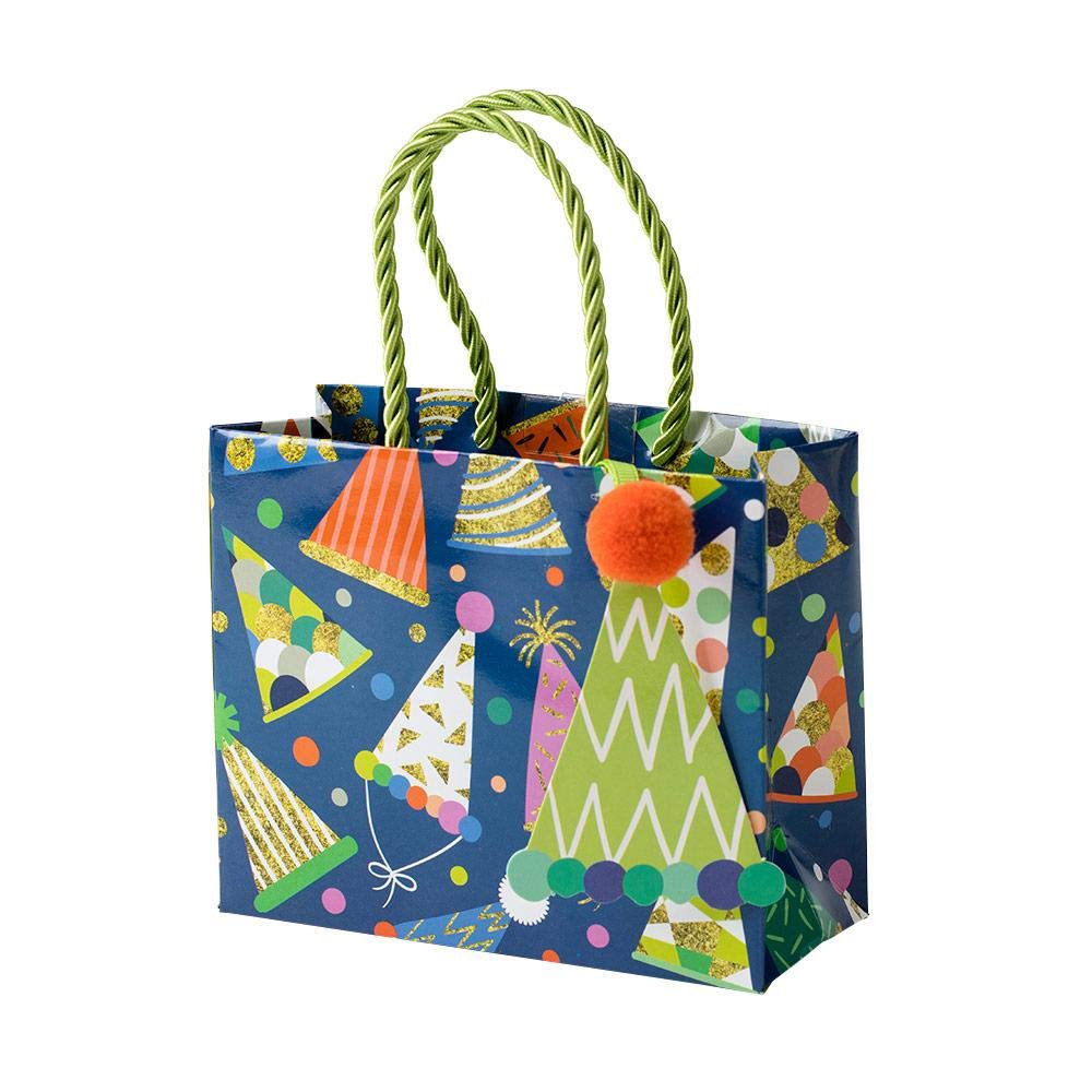 Caspari Mini Party Hats Gift Bags - Set of 1 for Birthday Celebrations & Special Events