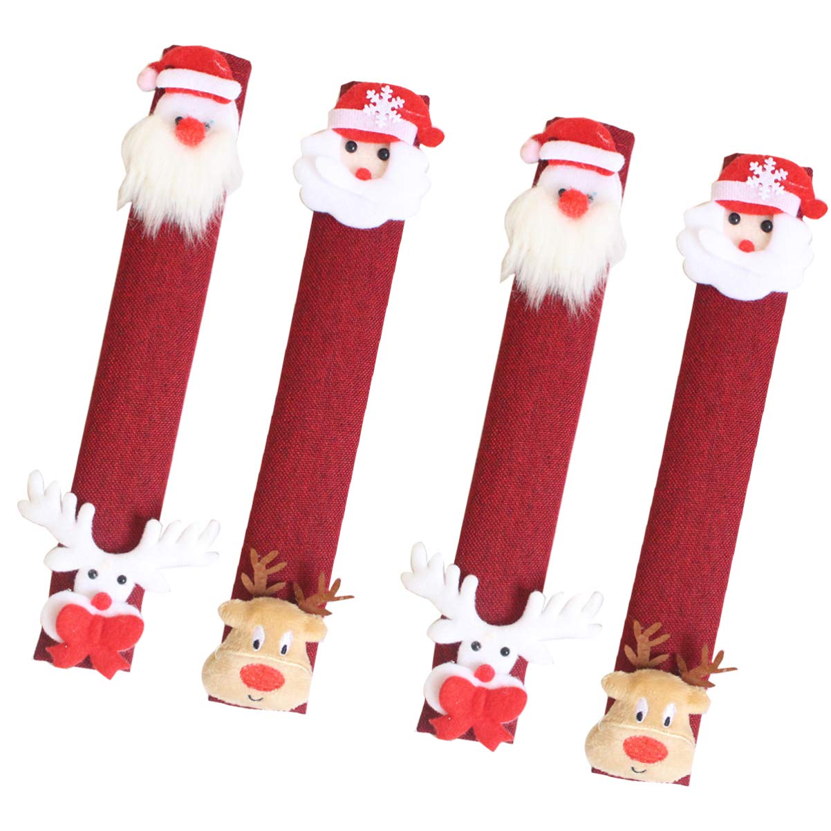 BESPORTBLE 4-Piece Christmas Refrigerator Handle Covers Set - Soft Linen Protectors for Microwave, Dishwasher & Kitchen Appliances - Festive Holiday Home Decor & Safety Accessories