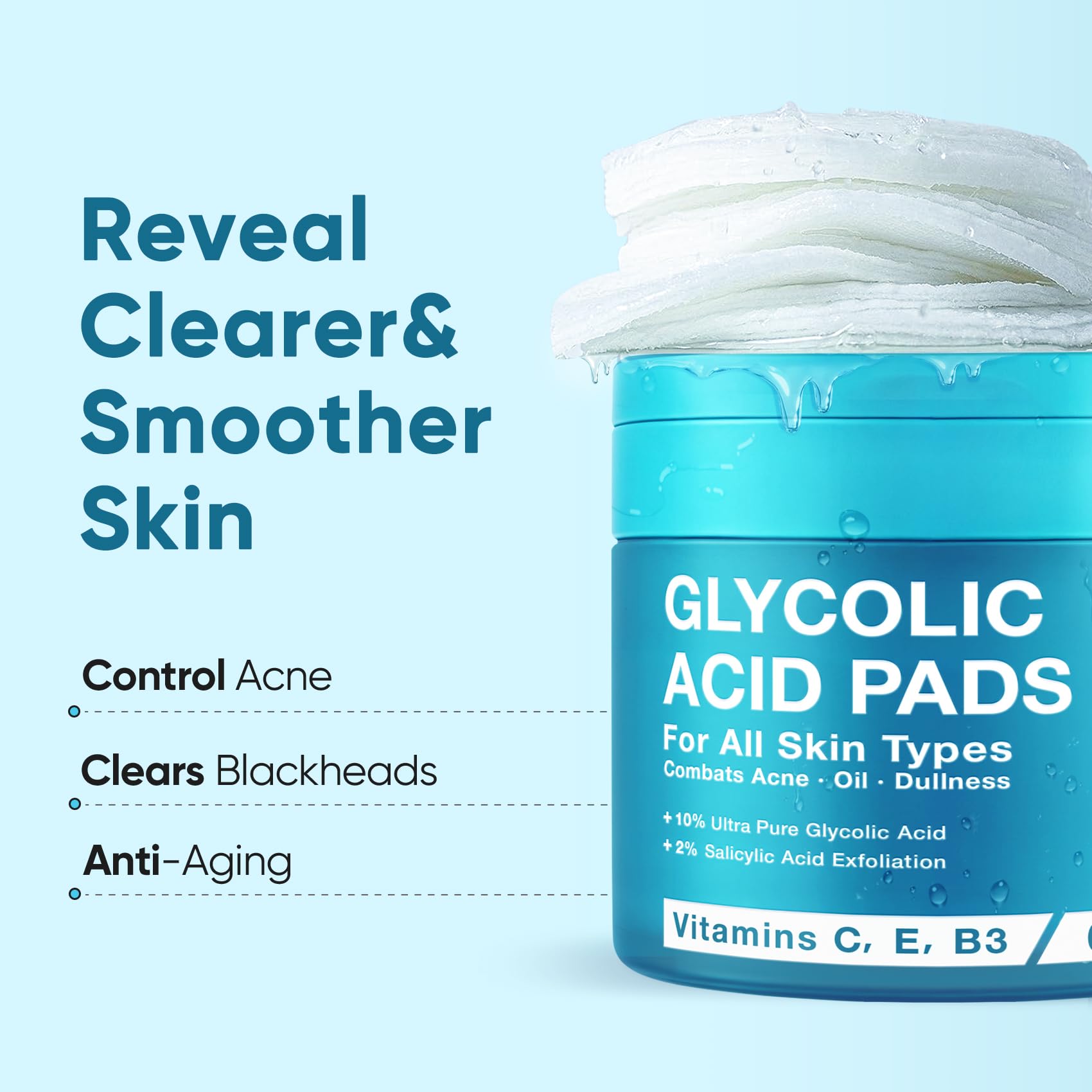 Elvira Glycolic Acid Exfoliating Facial Pads & Bio-Collagen Face Mask Set - Korean Skincare for Acne-Prone Skin, Deep Hydration & Brightening | Daily Exfoliating Treatment & Overnight Mask for Glowing Complexion | Perfect for Nighttime Routine & Pre-Makeup Prep