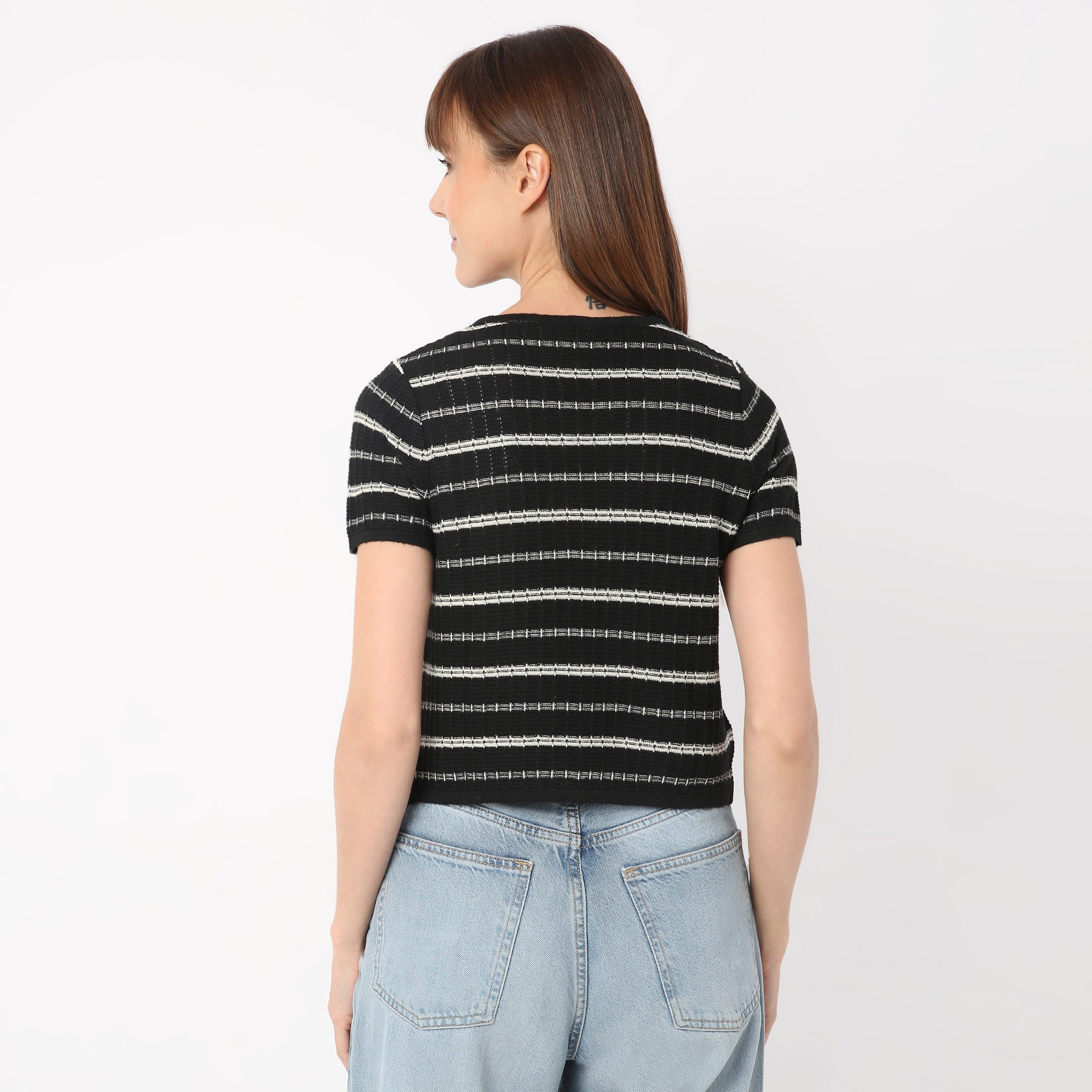 Men's Crew Neck Short Sleeve Knitted Striped T-Shirt - Comfortable Casual Tee for Summer Outfits & Everyday Wear