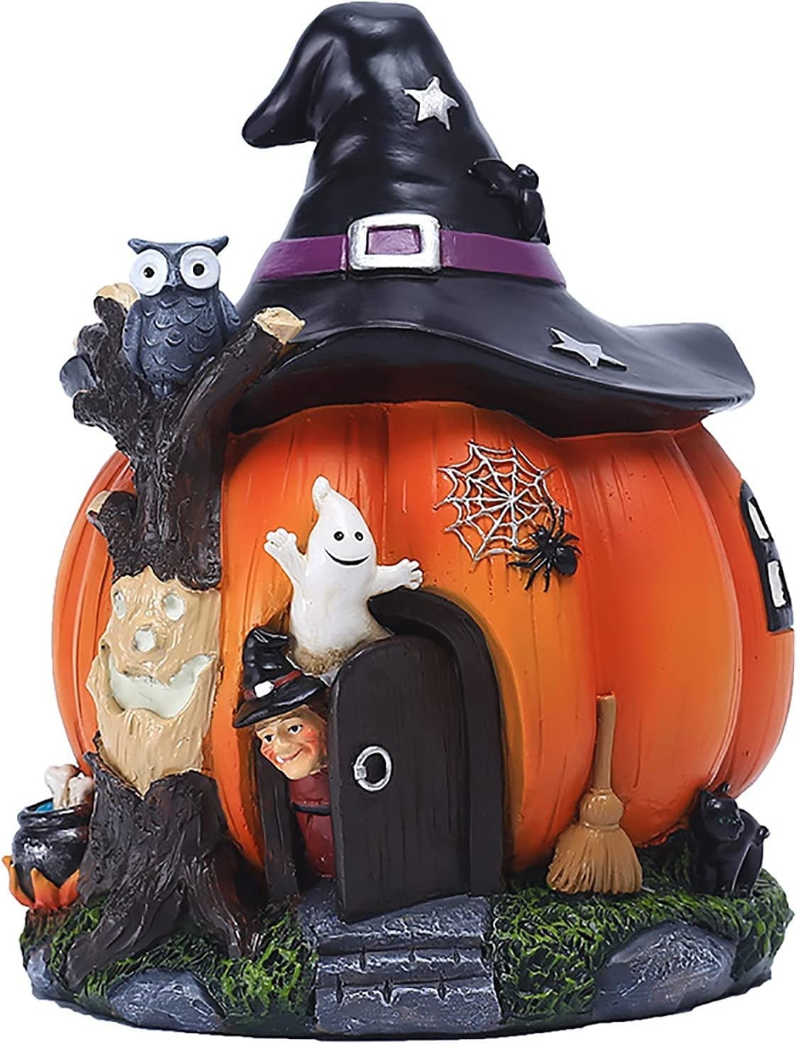Handmade Resin Pumpkin Witch Halloween Decorations - Glow in the Dark Hanging Ornaments for Christmas & Halloween Home Decor | Perfect for Party, Mantel, Tree & Outdoor Lighting