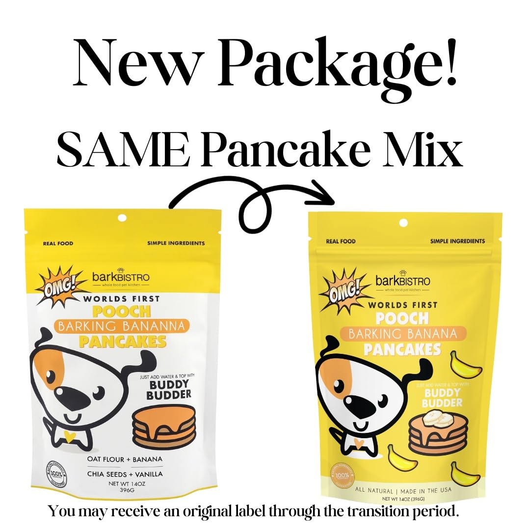 All Natural BARKIN' Banana Buddy BUDDER & Pooch Pancakes Dog Treats - USA Made Peanut Butter & Pancakes for Dogs, No Artificial Sugar or Preservatives | Perfect for Training Rewards, Kong Stuffing & Special Occasion Treats