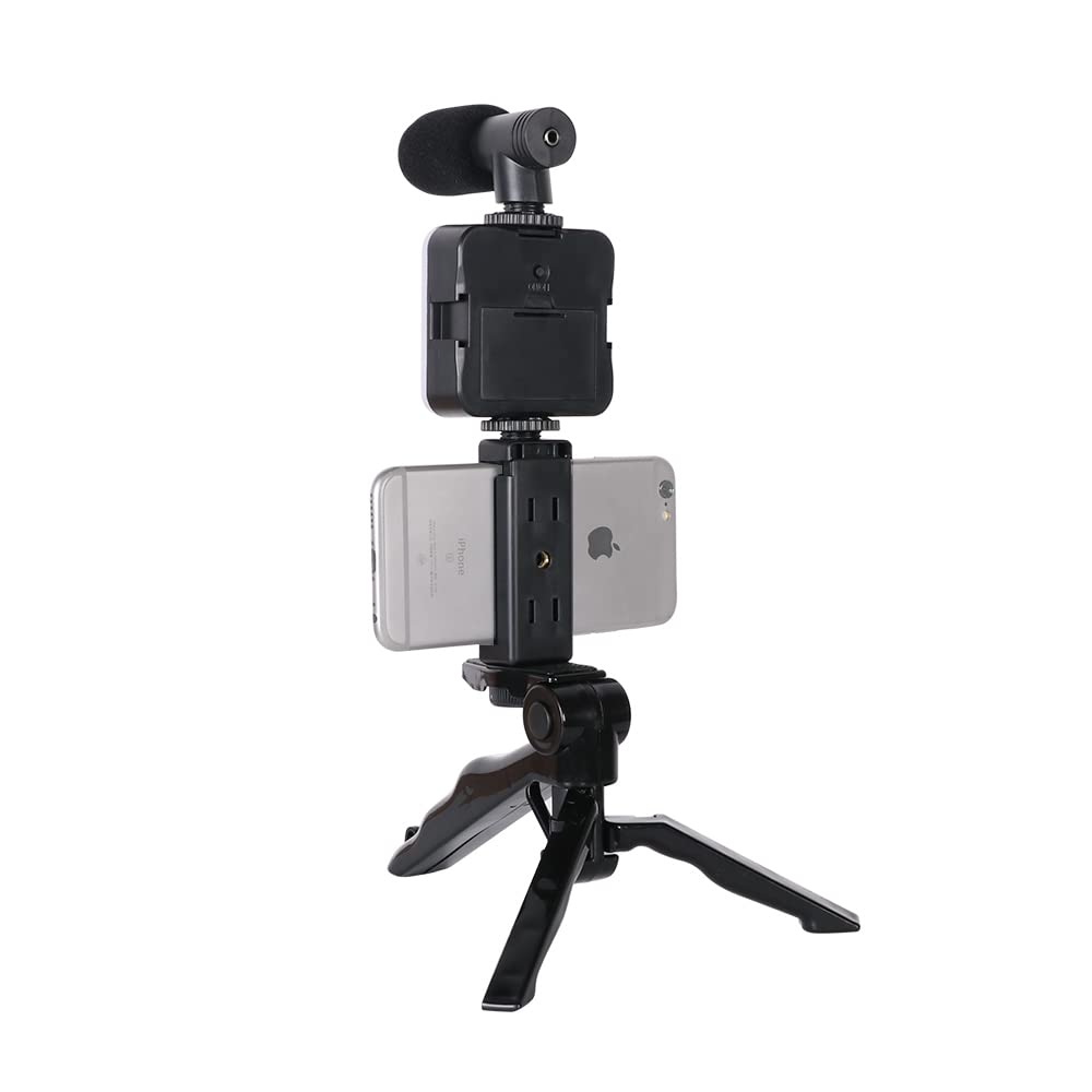 Samadex Vlogging Kit - Portable Microphone with LED Light & Stand for Smartphone Recording - Perfect for YouTube & TikTok Videos