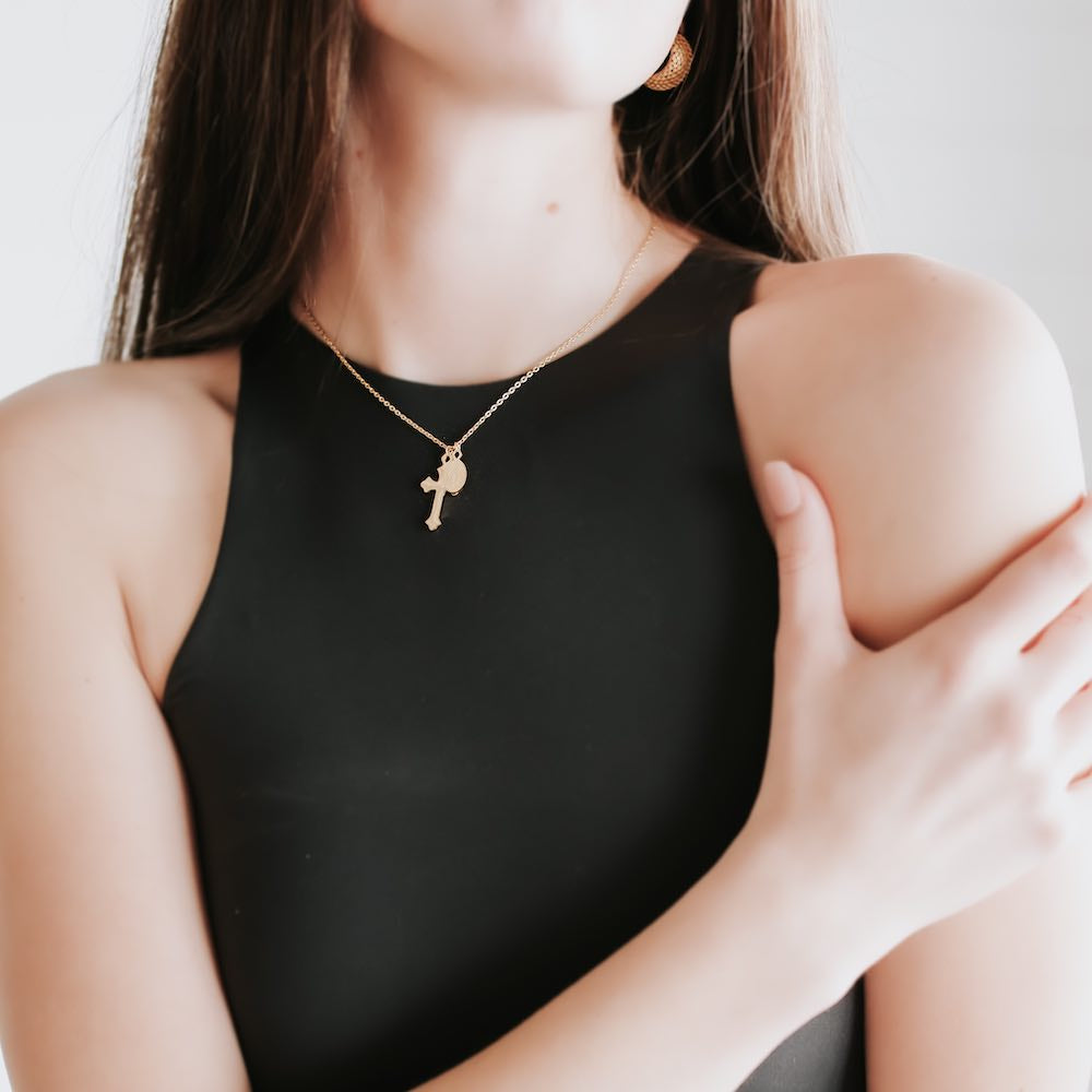 Creator Cross Gold Charm Necklace - Elegant Religious Jewelry for Women, 14K Gold Plated Pendant Necklace - Perfect for Church, Weddings & Everyday Wear