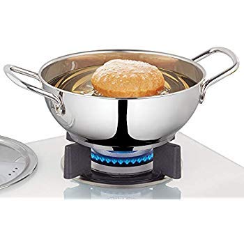 Premium Stainless Steel Deep Kadhai with Lid - 2.3L Indian Cooking Wok for Stir Fry, Curry & Deep Frying - Ideal for Home Kitchens & Restaurant Use