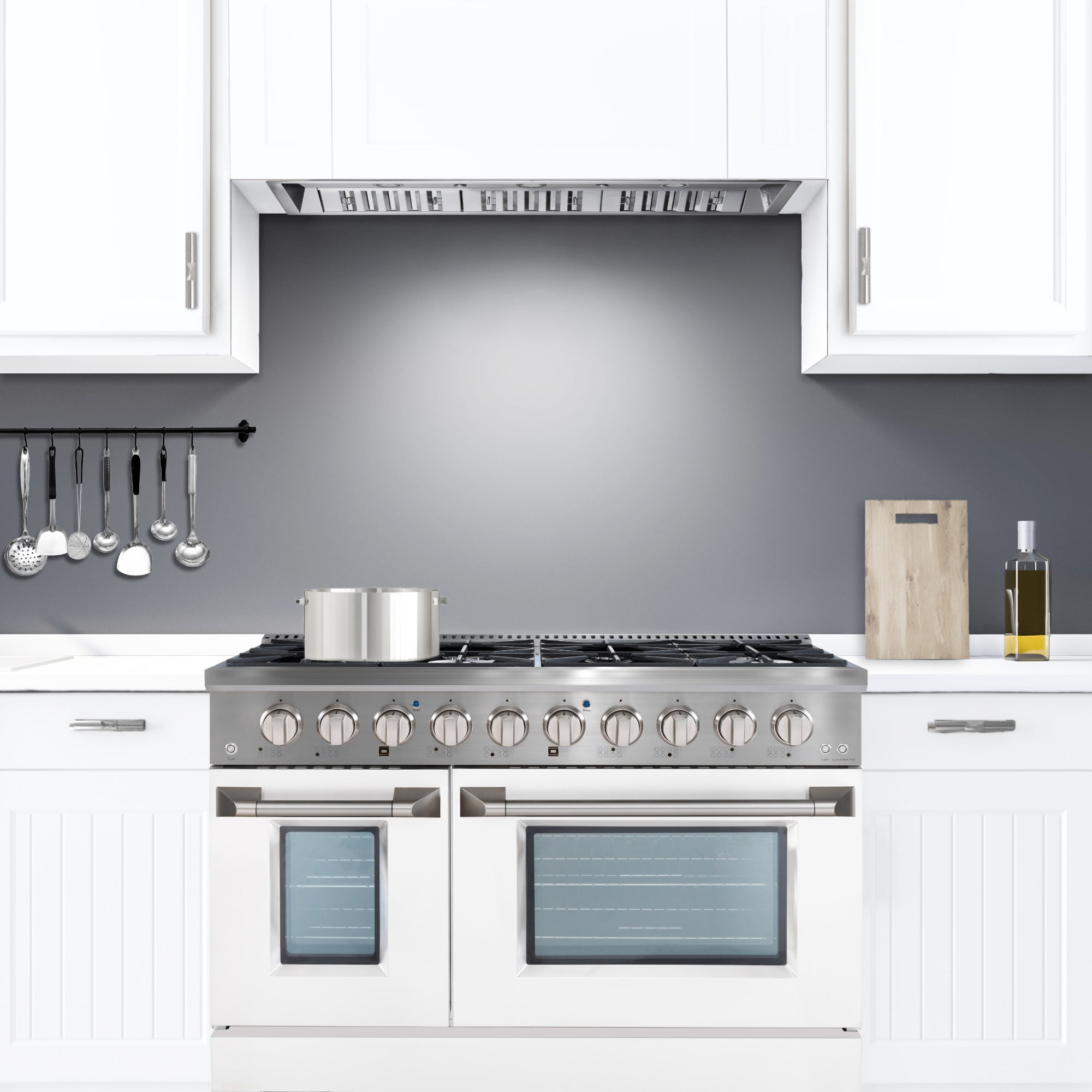 **Ancona 48-Inch 2-Piece Gas Range with Convection Oven & 600 CFM Ducted Range Hood - Professional Kitchen Set for Home Chefs & Cooking Enthusiasts**    *(Perfect for Gourmet Cooking, Entertaining, and Modern Kitchen Upgrades)*