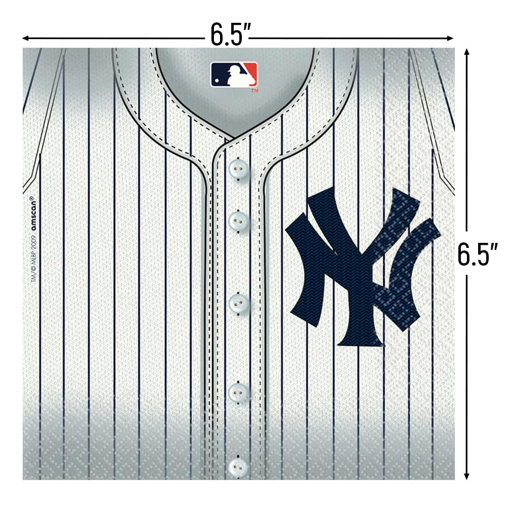 Amscan New York Yankees White Luncheon Paper Napkins - 6.5