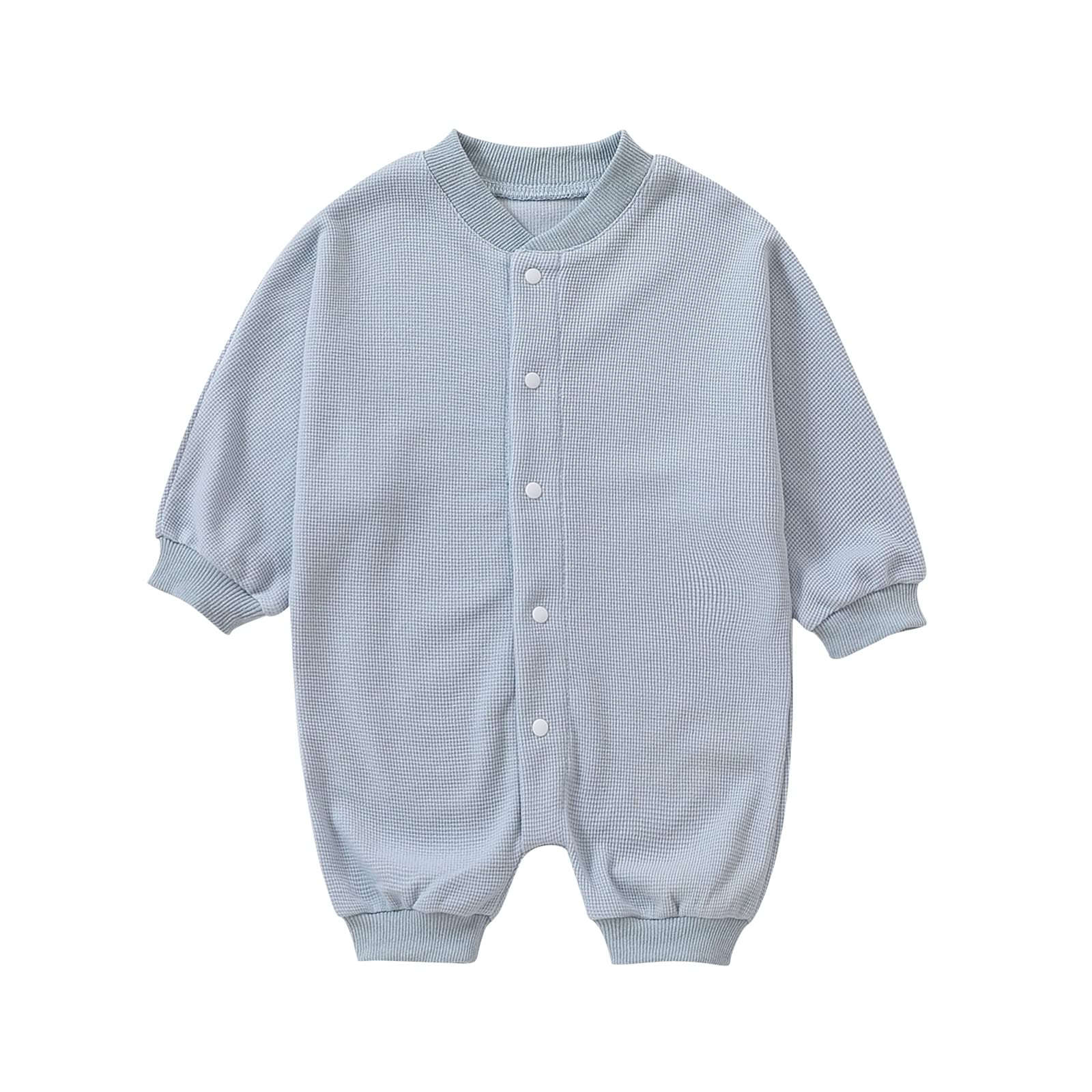 Baby Girl & Boys Knitted Romper Jumpsuit - Long Sleeve Button-Up Waffle Knit Bodysuit (Solid Colors) | Perfect for Playdates, Family Photos & Cozy Winter Outfits