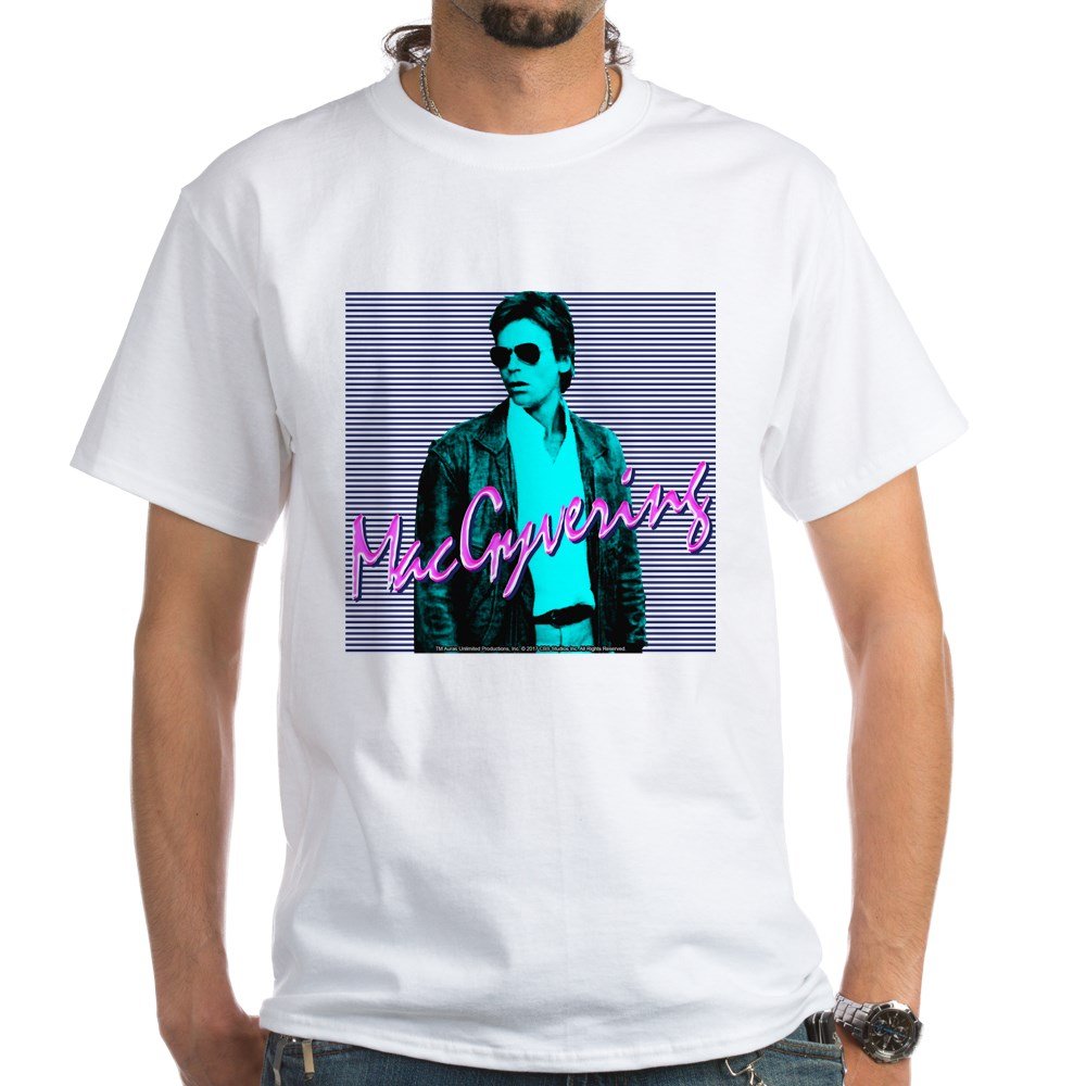 Macgyver Cotton T-Shirt | Vintage TV Show Inspired White Tee | Perfect for Fans, Cosplay & Casual Wear