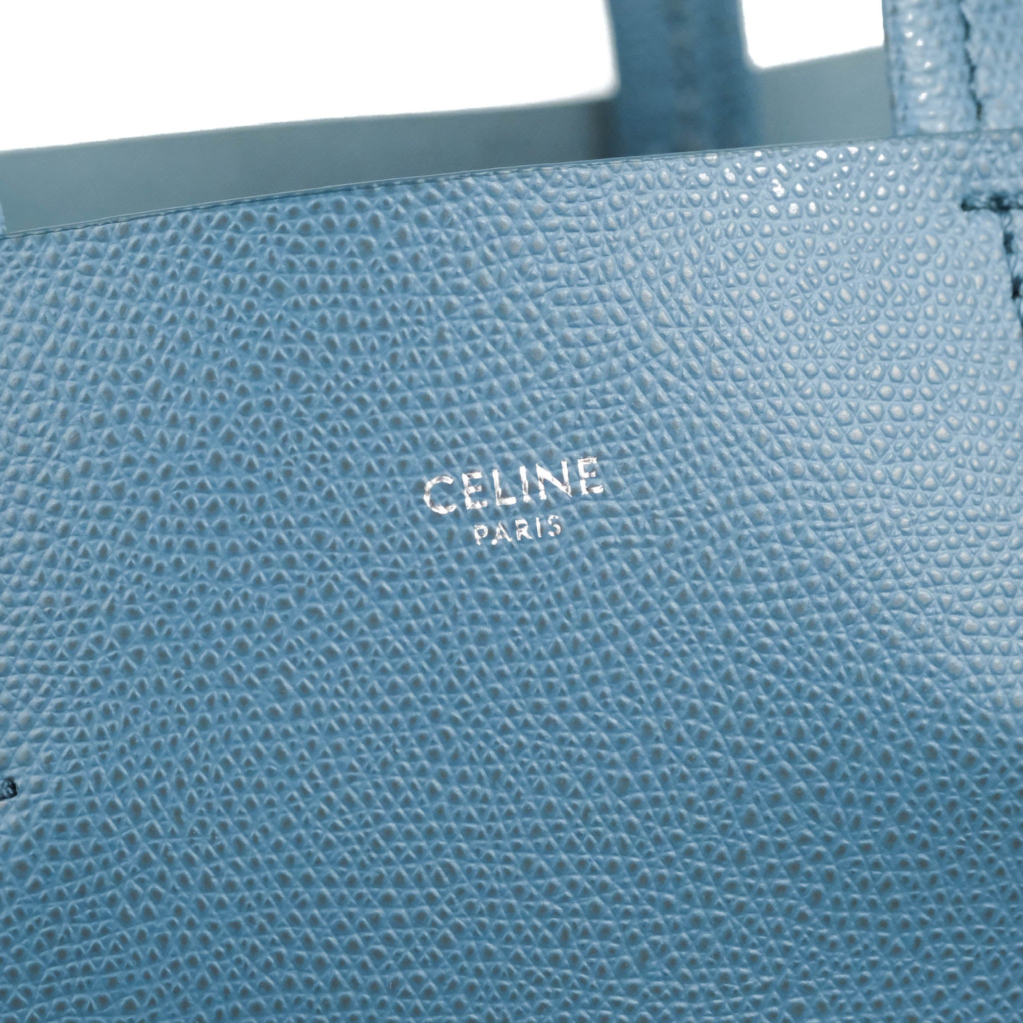 Celine Small Vertical Cabas Tote Bag in Blue Grained Calfskin Leather with Silver Hardware - Perfect for Work, Travel & Everyday Use