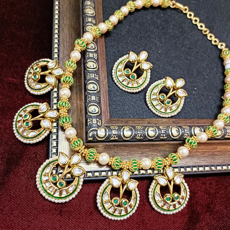 Elegant Gold Plated Kundan & Ruby Stone Necklace with Matching Earrings Set (D334) - Perfect for Weddings, Parties, and Special Occasions