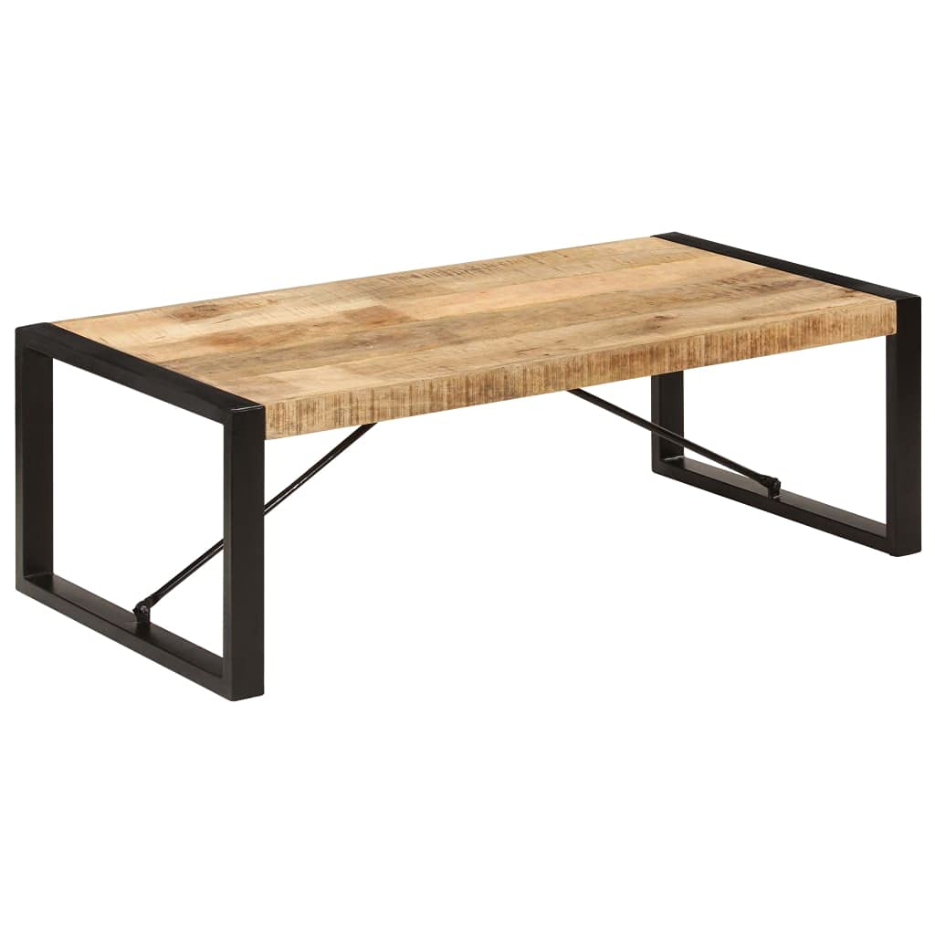 vidaXL Industrial Coffee Table - Solid Mango Wood with Sturdy Steel Legs - Durable & Easy Assembly Living Room Side Table | Perfect for Modern Home Decor, Lounge Furniture & Coffee Shop Style