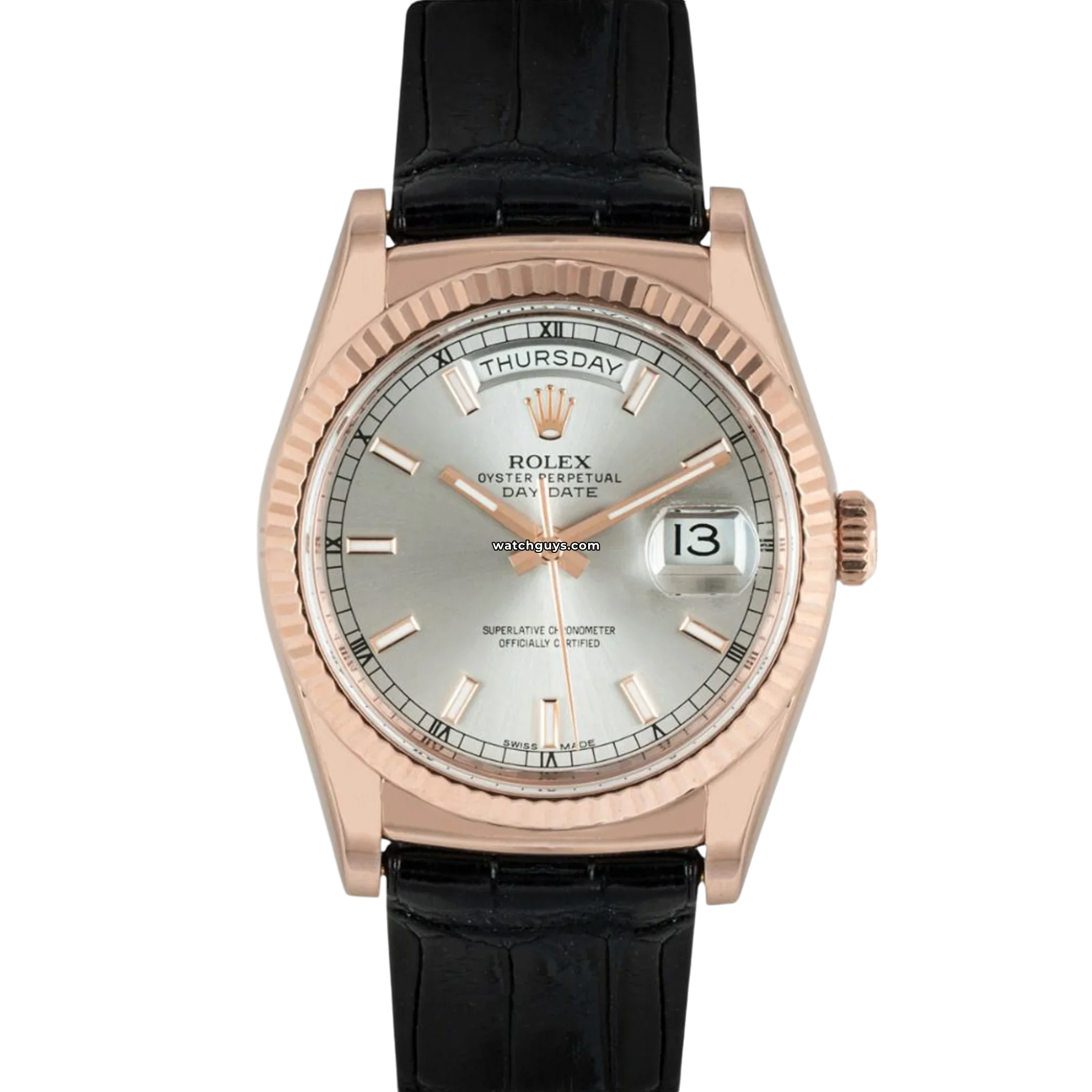 Rolex Day-Date 118135 Men's Watch - 18K White Gold & Silver Dial - Luxury Dress Watch for Business & Formal Occasions