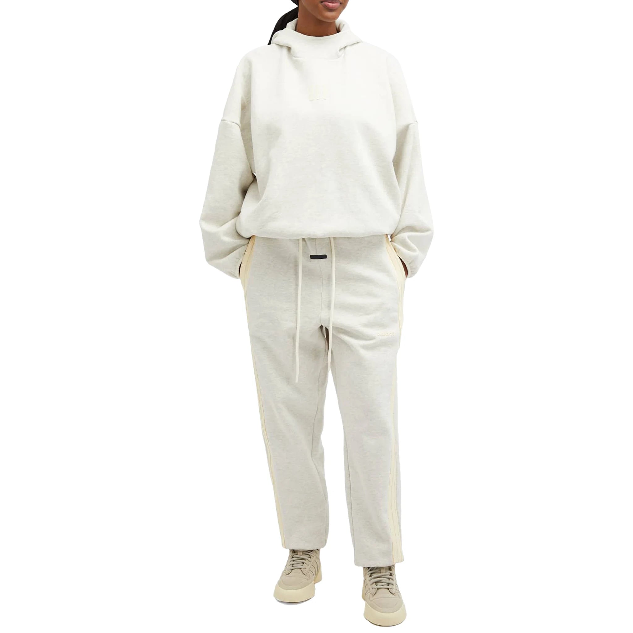 Adidas x Fear Of God Athletics Heavy Fleece Hoodie - Oatmeal Heather Color | Men's Casual Pullover Sweatshirt for Streetwear & Winter Comfort