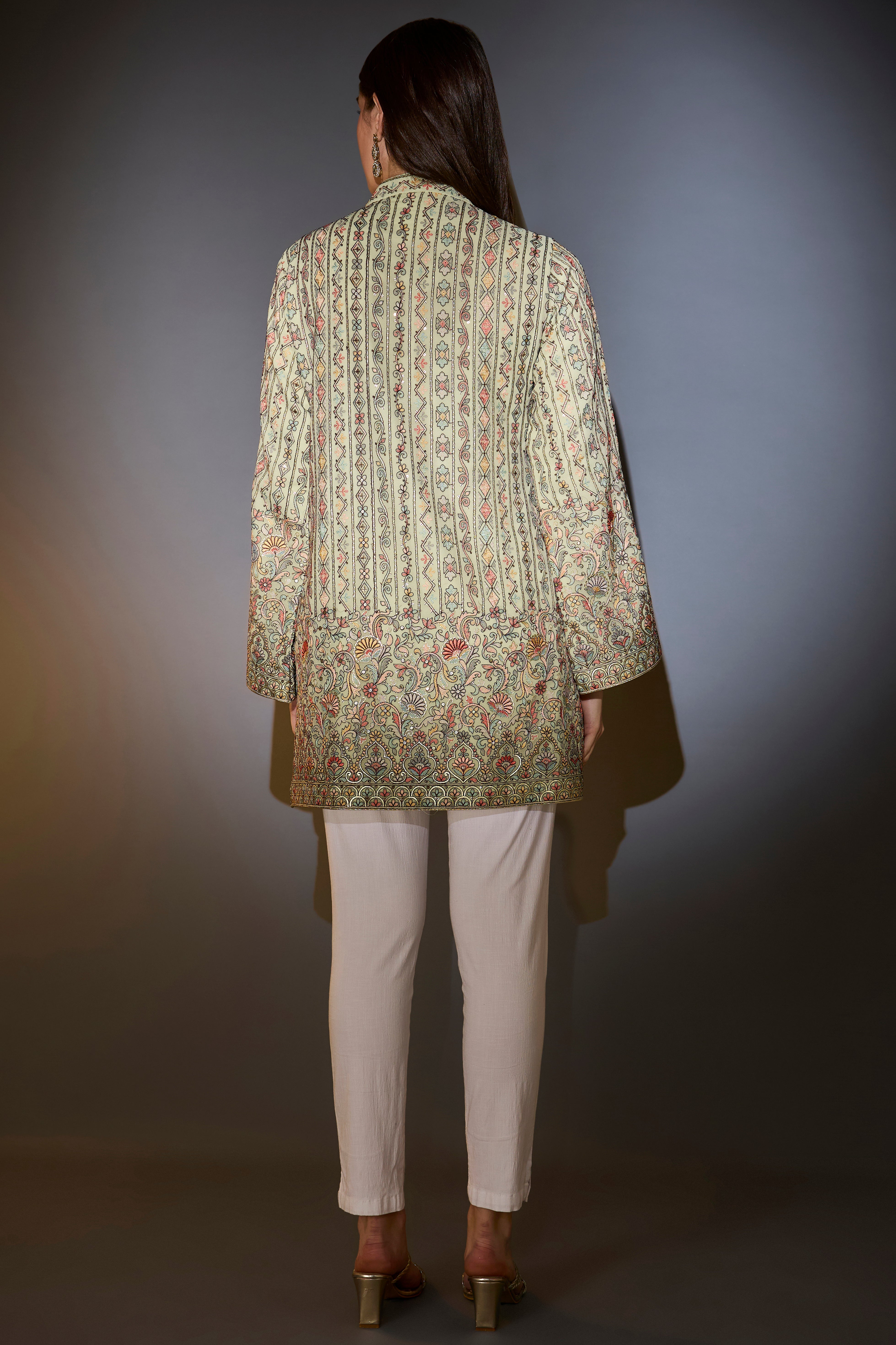 Elegant Mint Green Tunic with Exquisite Multi-Thread Embroidery - Perfect for Casual Outings, Boho Chic Style & Summer Fashion