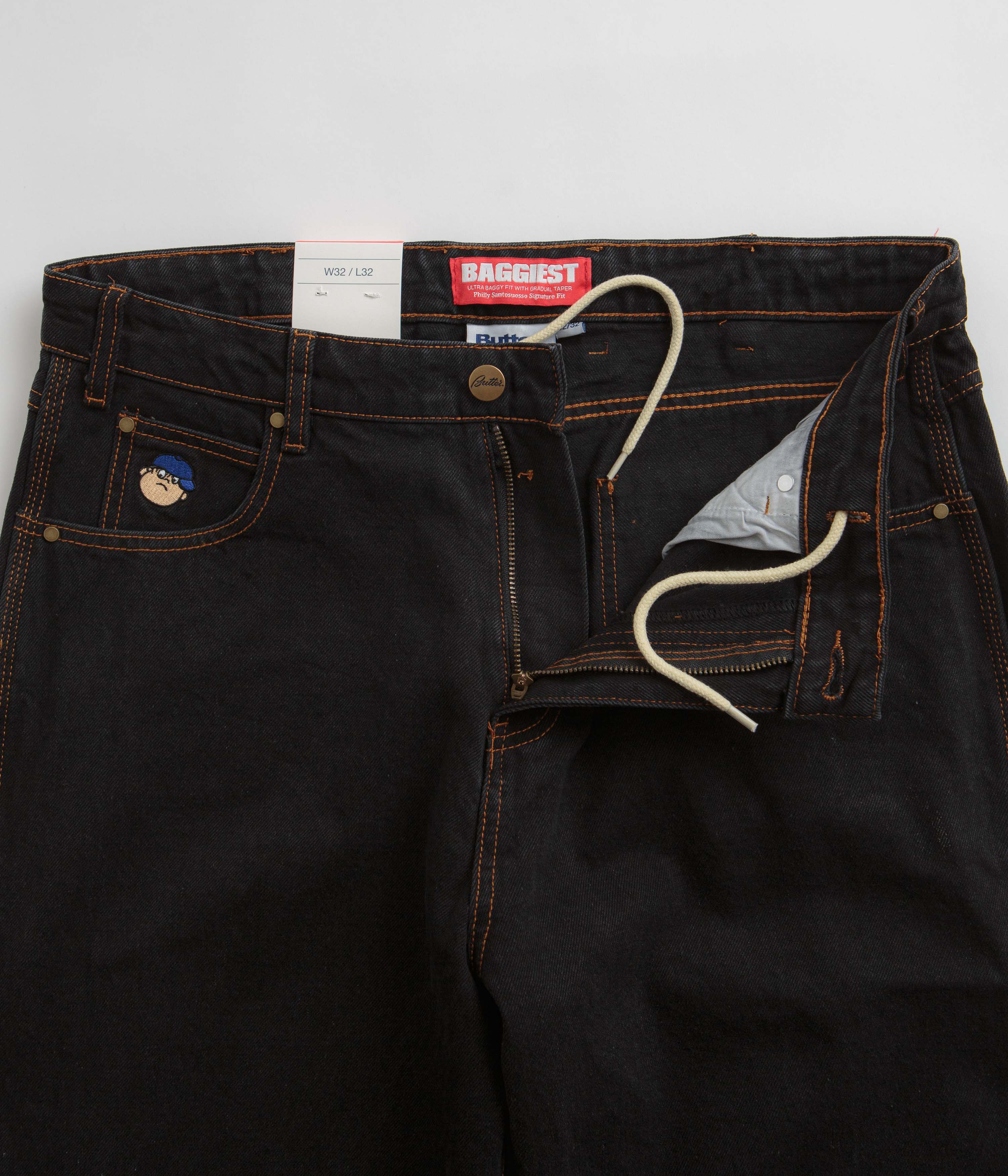 Butter Goods Santosuosso Jeans - Washed Black & Light Blue Denim Pants for Men | Casual Streetwear & Everyday Wear