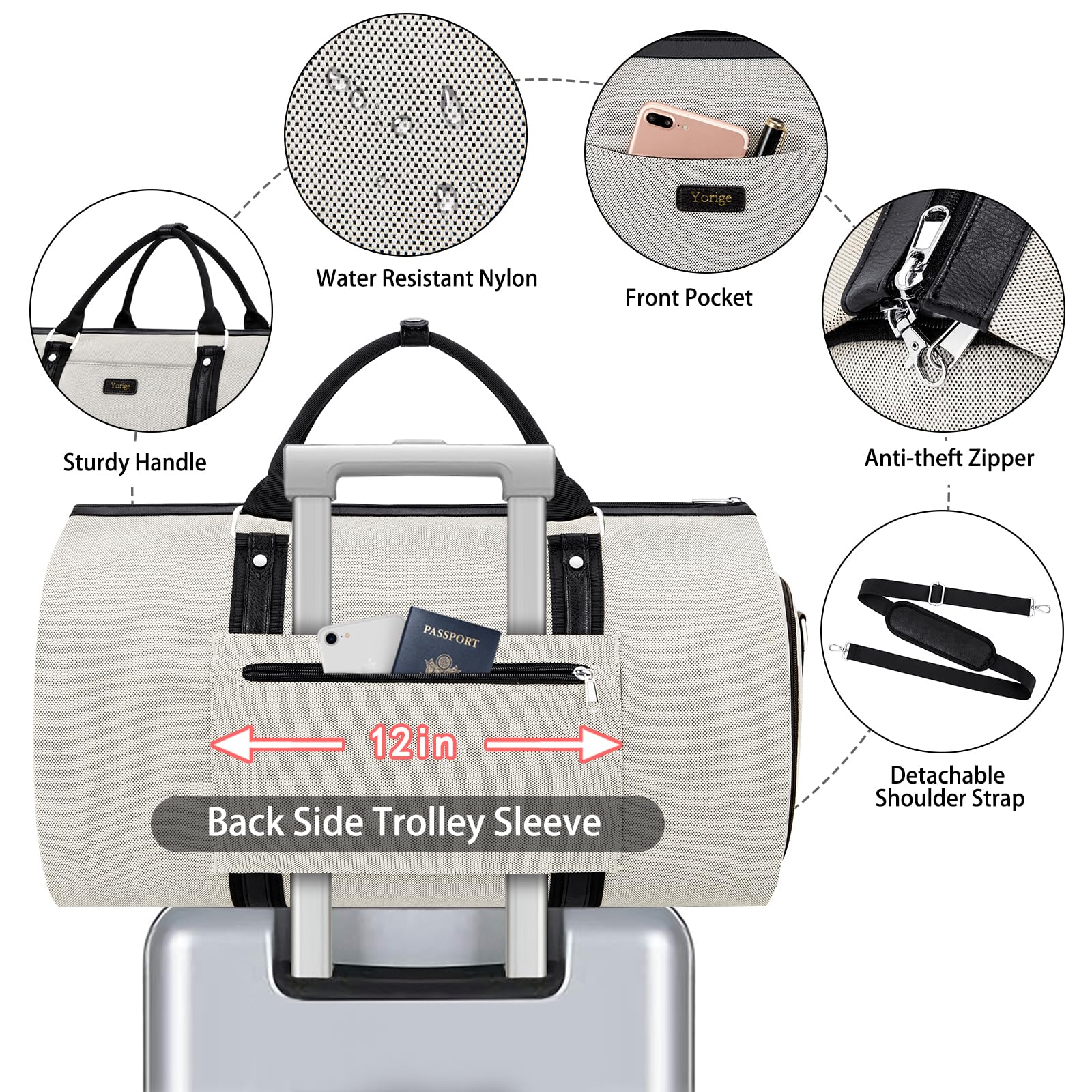 2-in-1 Convertible Travel Garment Duffle Bag Set for Men & Women - Carry On Hanging Suit Dress Clothes Organizer with Detachable Crossbody Bag (4-Piece) - Perfect for Business Trips, Gym & Weekend Getaways