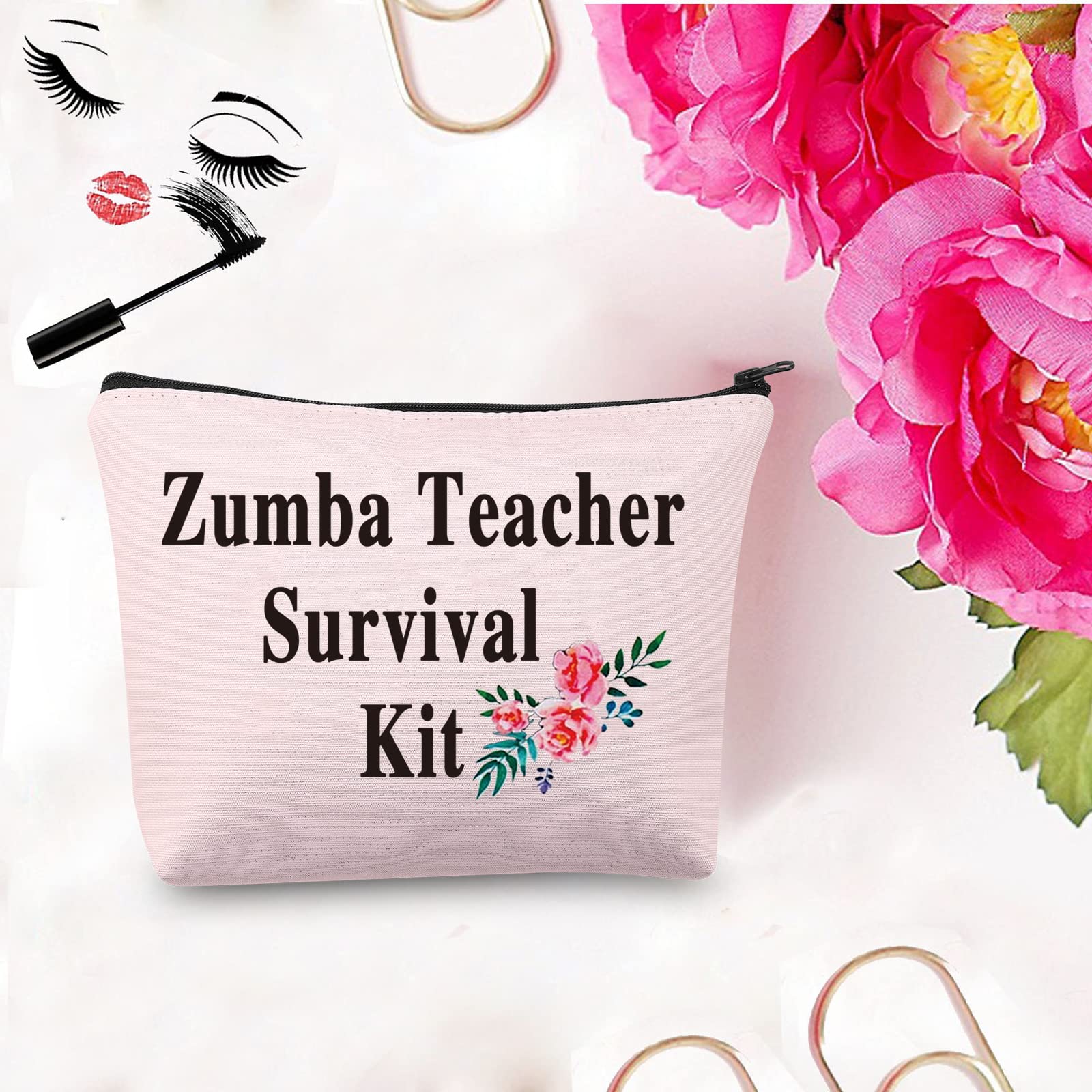 PXTIDY Zumba Teacher Survival Kit - Makeup Bag for Dance Instructors, Perfect Zumba Teacher Gift, Pencil Pouch & Organizer (Pink) - Ideal for Dance Classes, Gym Essentials & Teacher Appreciation Gifts