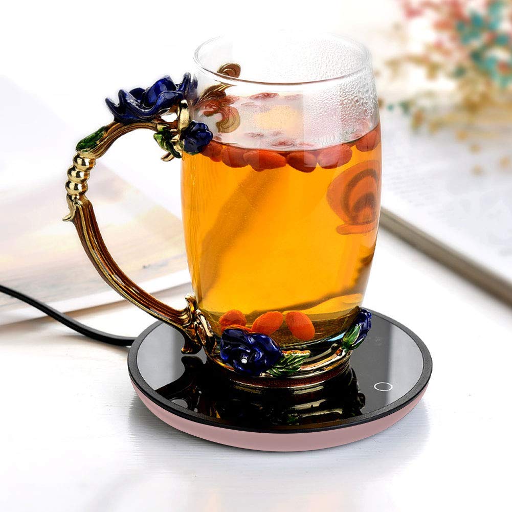 Yosoo Electric Cup Warmer Pad - USB Touch Heater for Coffee, Tea, Milk - Keep Beverages Warm at Home or Office (Golden) - Perfect for Desks, Nightstands & Workspaces