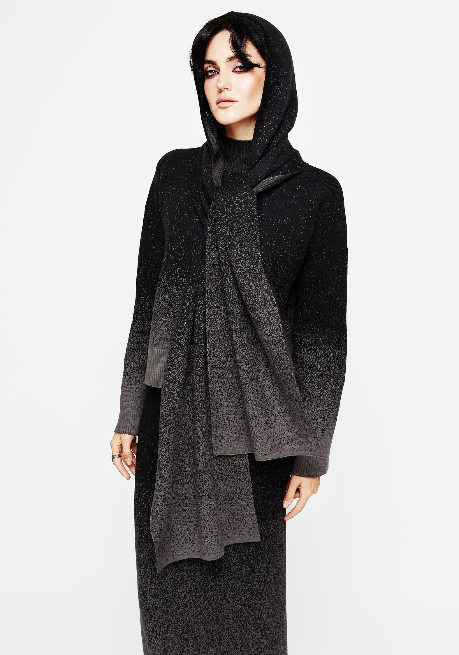 Nightjar Ombre Knit Hooded Scarf - Warm Winter Fashion Accessory for Women - Perfect for Outdoor Activities, Travel & Cold Weather