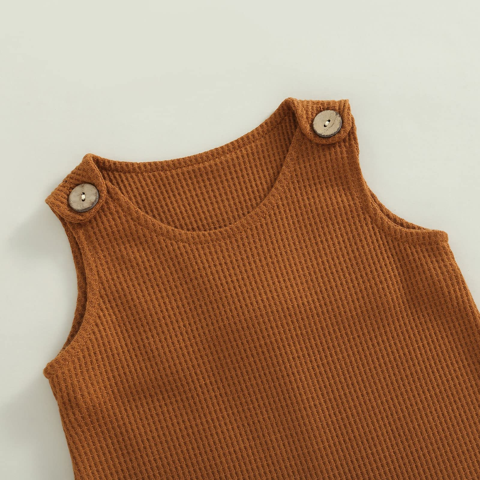 Emmababy Baby Girl & Boy Sleeveless Jumpsuit - Waffle Knit Sweater Romper with Suspenders - Ribbed Knit Bodysuit for Infants | Perfect for Playdates, Photo Shoots & Everyday Comfort