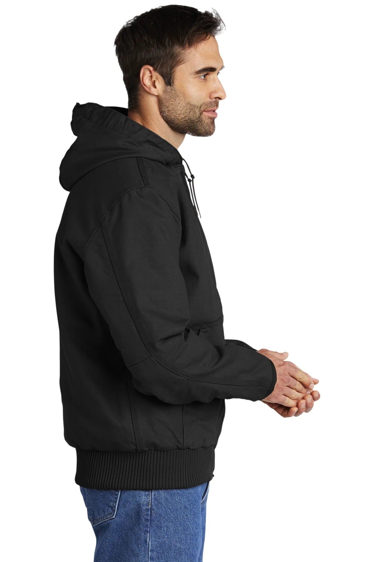 Carhartt Men's Tall Washed Duck Work Jacket - Durable Black Canvas Utility Coat for Construction, Farming & Outdoor Workwear