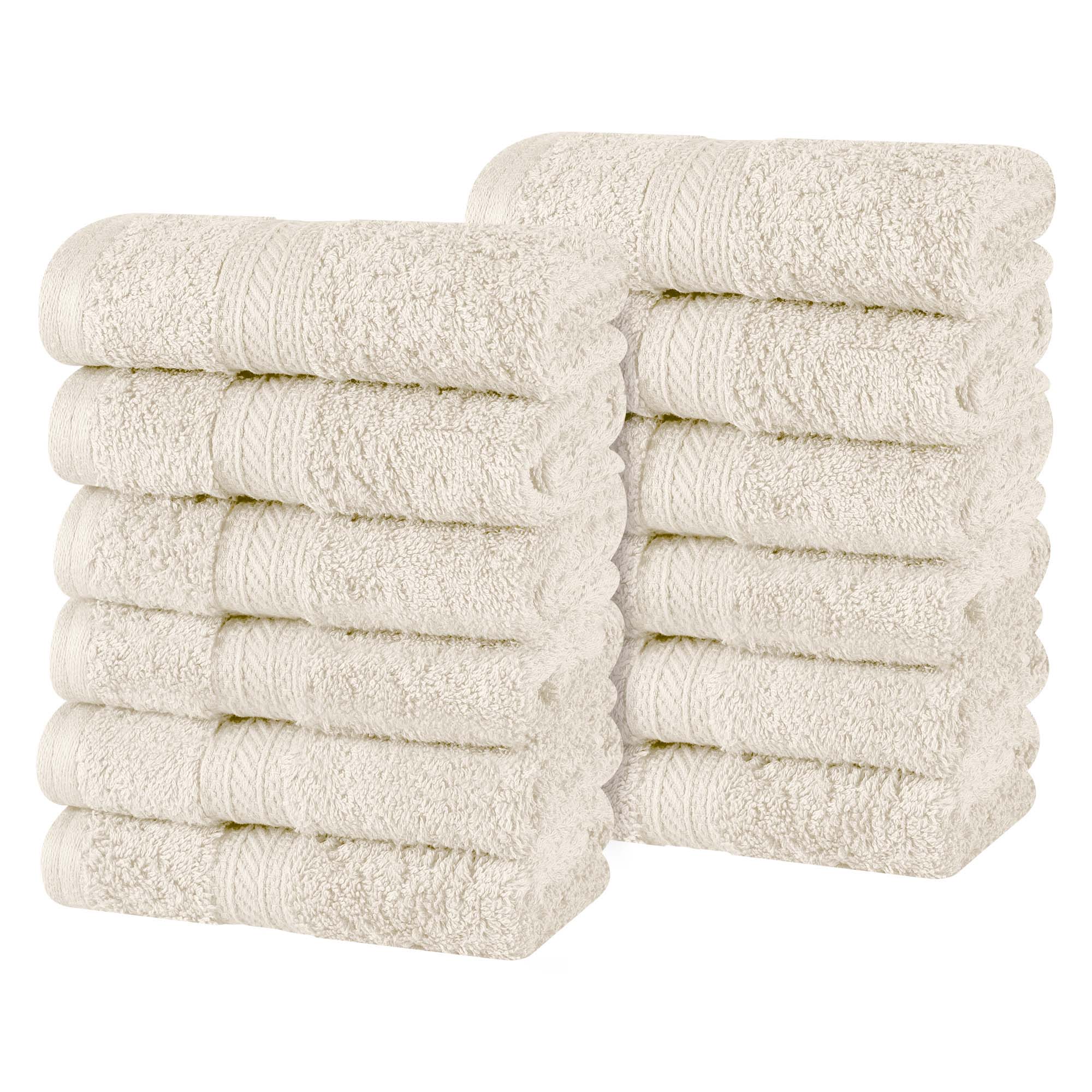 Premium Atlas Cotton Plush Heavyweight Luxury Face Towels & Washcloths - 12-Piece Set for Spa, Bathroom, and Gentle Skincare Routine