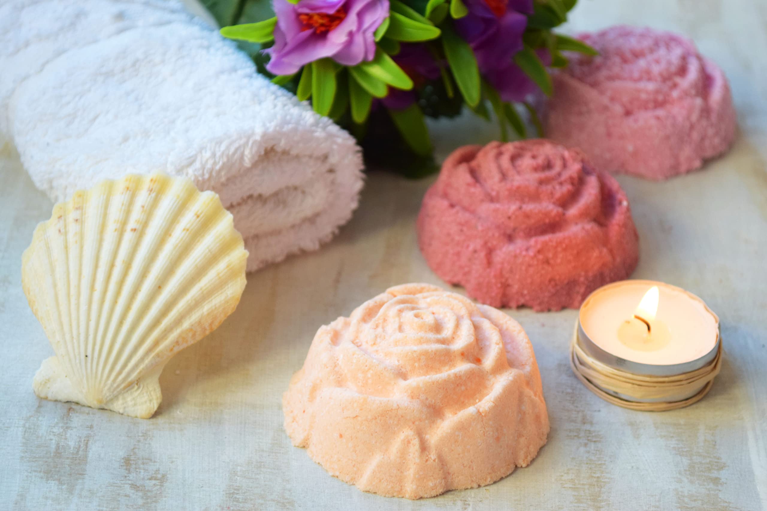 Rose Bath Bombs Set of 3 - Vegan Wedding Party Favors, Mothers Day Gift & Bridal Shower Aromatherapy - Natural Shower Steamers for Relaxation, Spa Day & Self Care