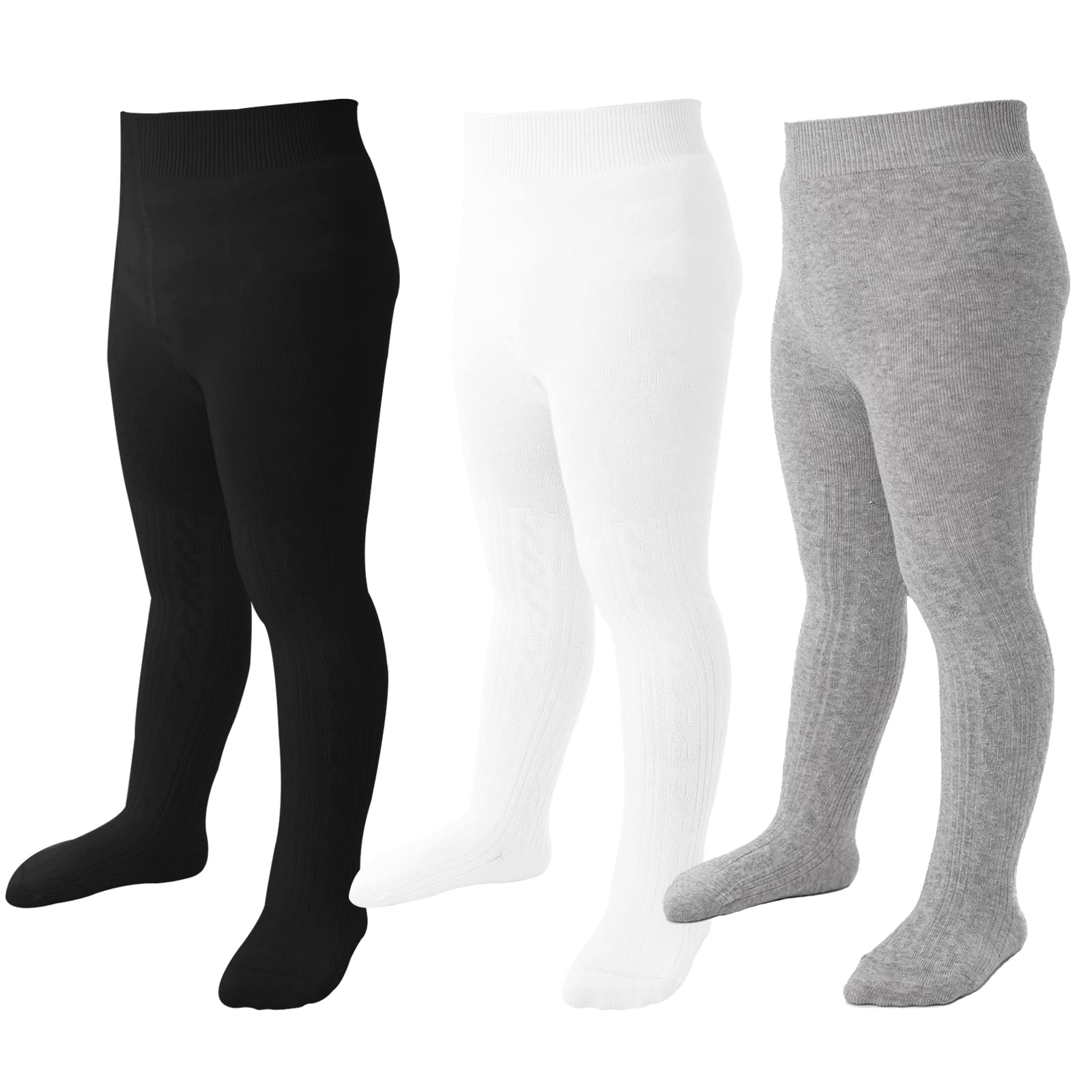 Soft Cotton Baby Tights for Toddler Girls - Seamless Cable Knit Leggings & Stockings (3/4/5 Pack) - Perfect for Playtime, Daycare & Winter Outfits