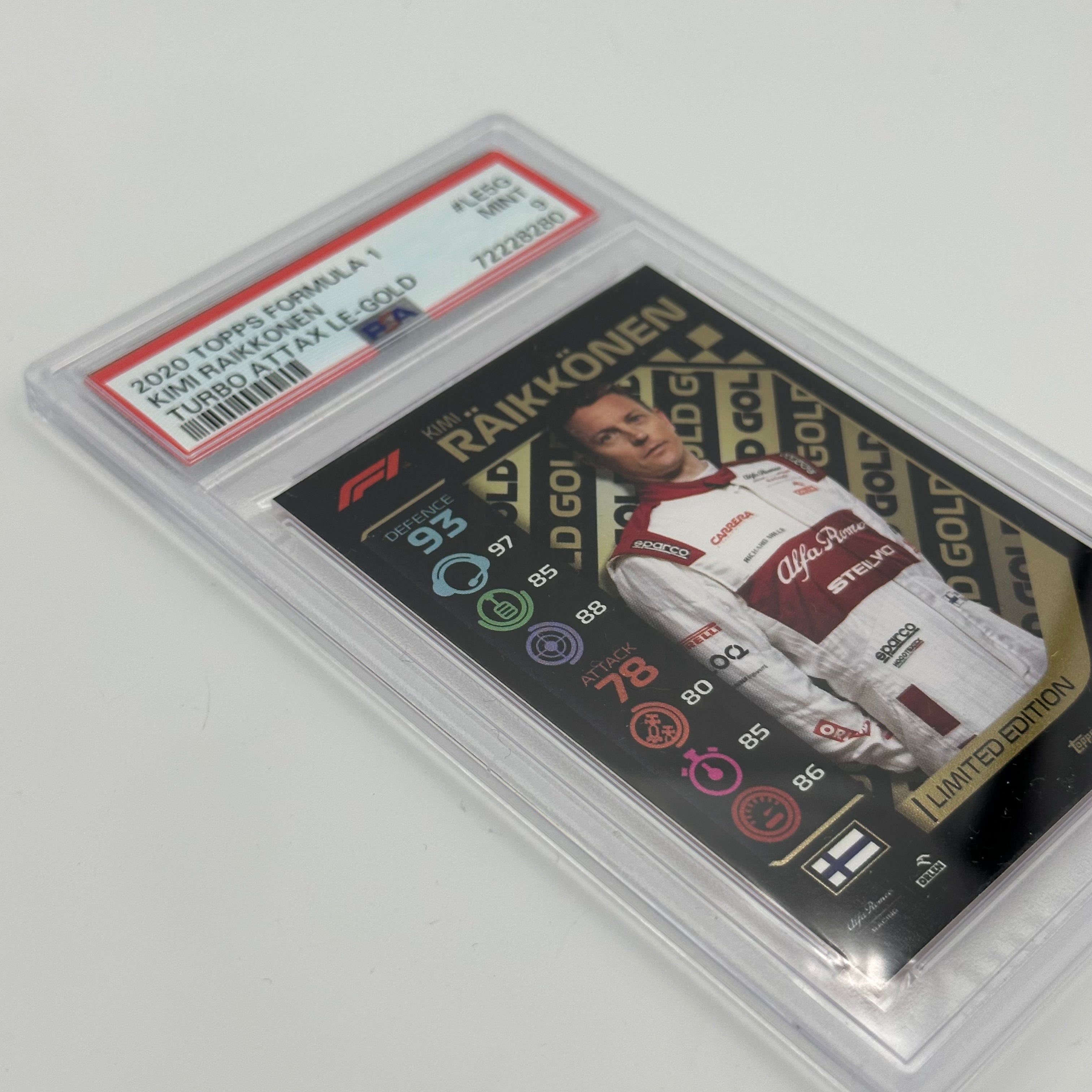 PSA 9 Graded KIMI RAIKKONEN #LE5G Limited Edition Gold Trading Card - Perfect for Collectors, Sports Memorabilia Enthusiasts & Formula 1 Fans