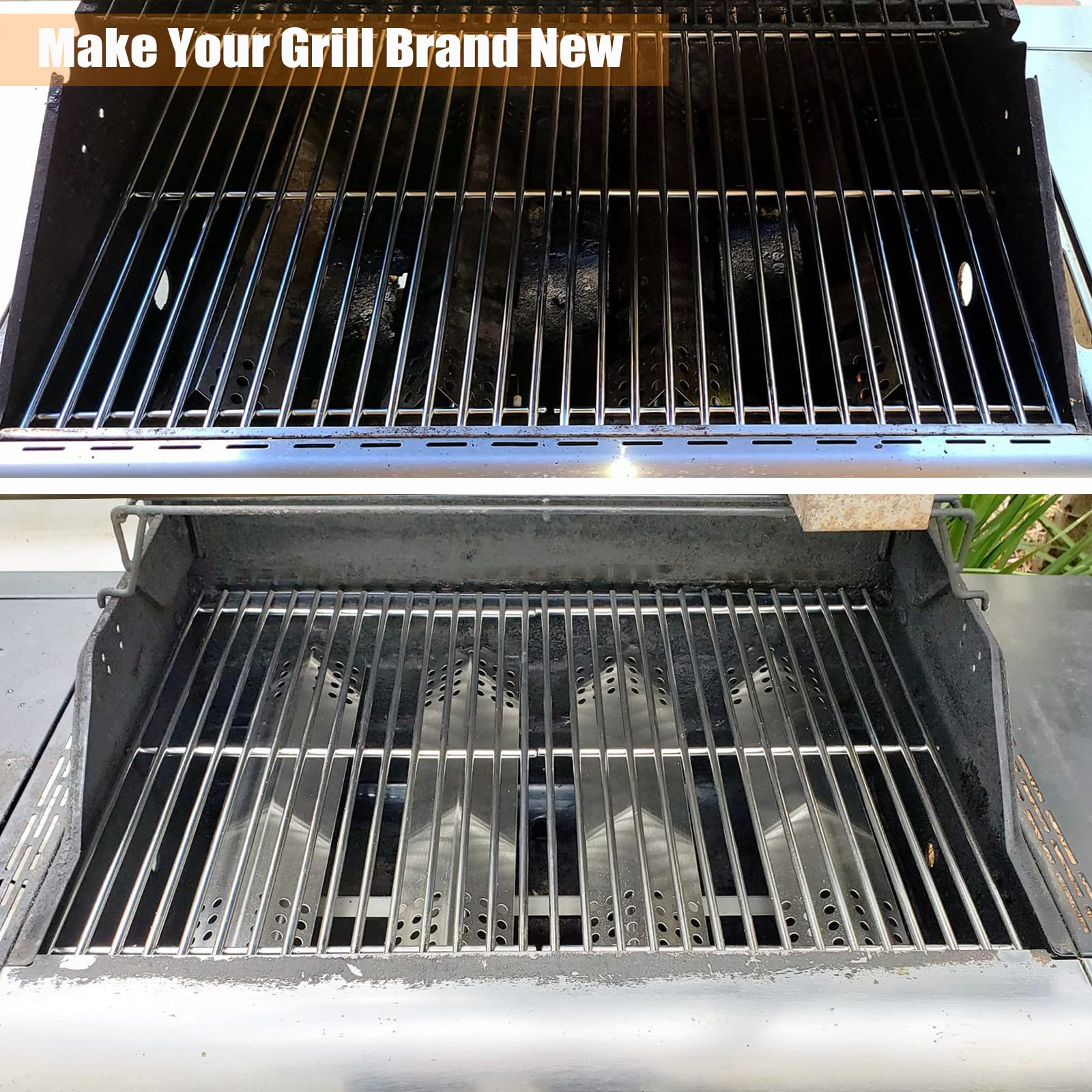 Hisencn Stainless Steel Gas Grill Replacement Parts Kit for Master Forge Models 1010037 & 1010048 - Burners, Heat Plates, Tent Shield & Cooking Grids - Perfect for Backyard BBQ, Outdoor Cooking & Grill Repair