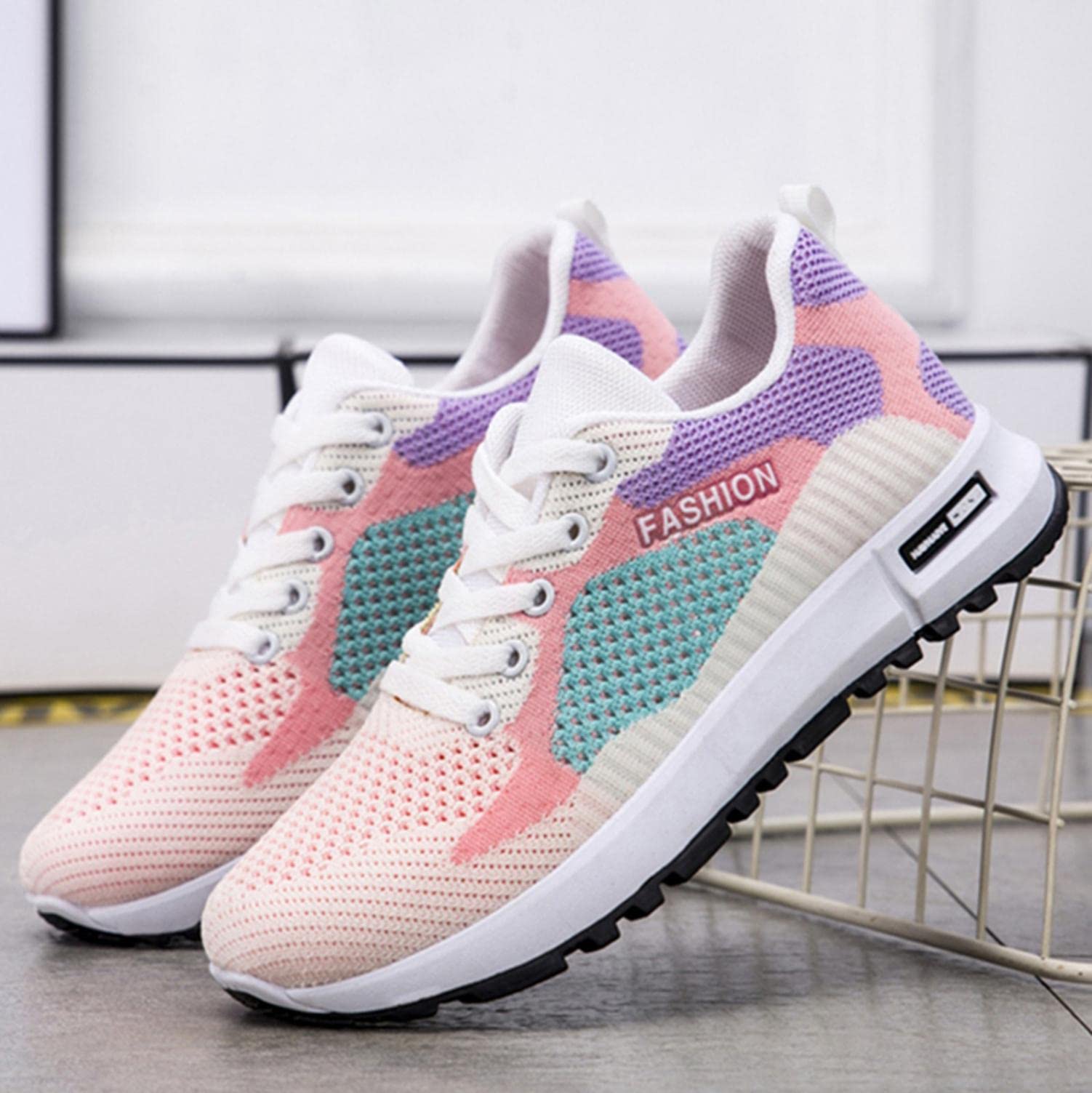 Hbeylia Women's Tie-Dye Air Running Shoes - Lightweight Platform Sneakers with Mesh & Air Cushion for Walking, Tennis, Gym | Anti-Slip Lace-Up Athletic Shoes for Women & Girls | Perfect for Jogging, Workouts & Casual Wear