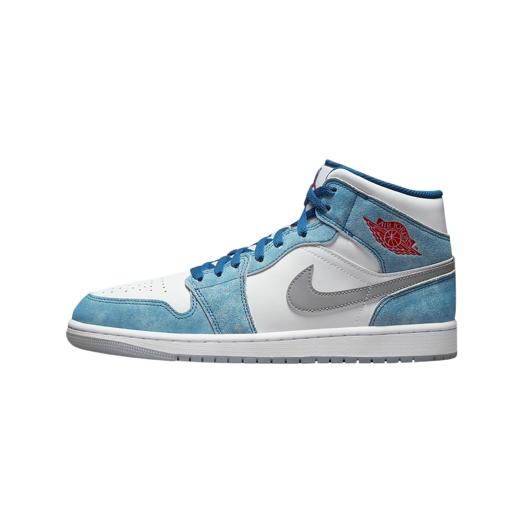Air Jordan 1 Mid Sneakers - French Blue & Fire Red Colorway - Men's Basketball Shoes for Casual Wear & Street Style