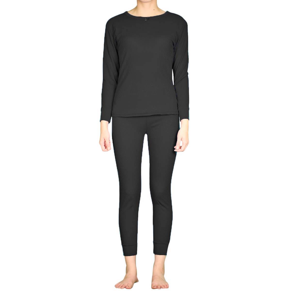 LAVRA Women's Thermal Underwear Set - 100% Cotton Waffle Knit Long John Top & Pants for Winter Warmth | Cozy Sleepwear, Cold Weather Base Layer & Lounge Wear for Indoor/Outdoor Activities