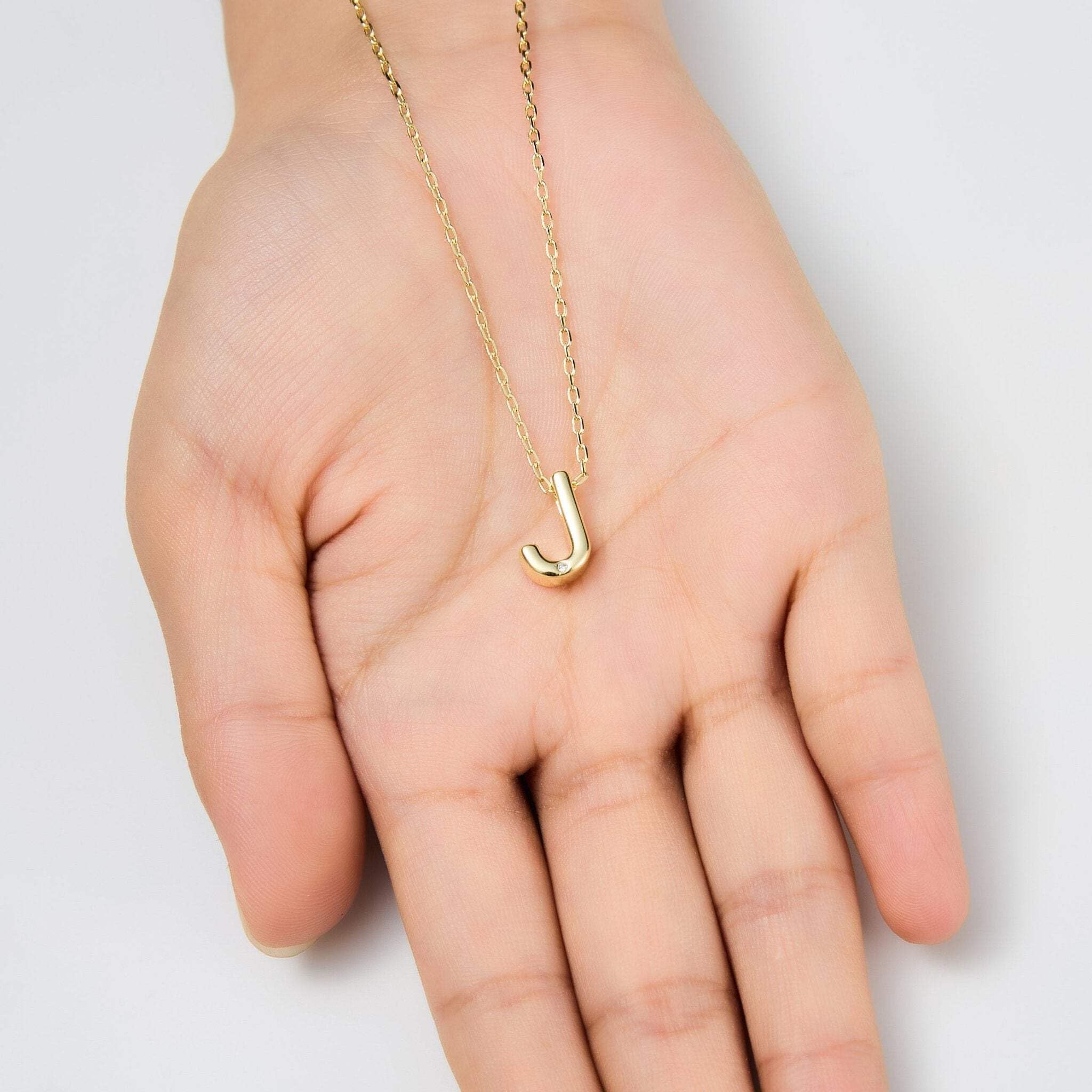 Gold Plated Initial Necklace A-Z with Zircondia® Crystals - Perfect Gift for Her