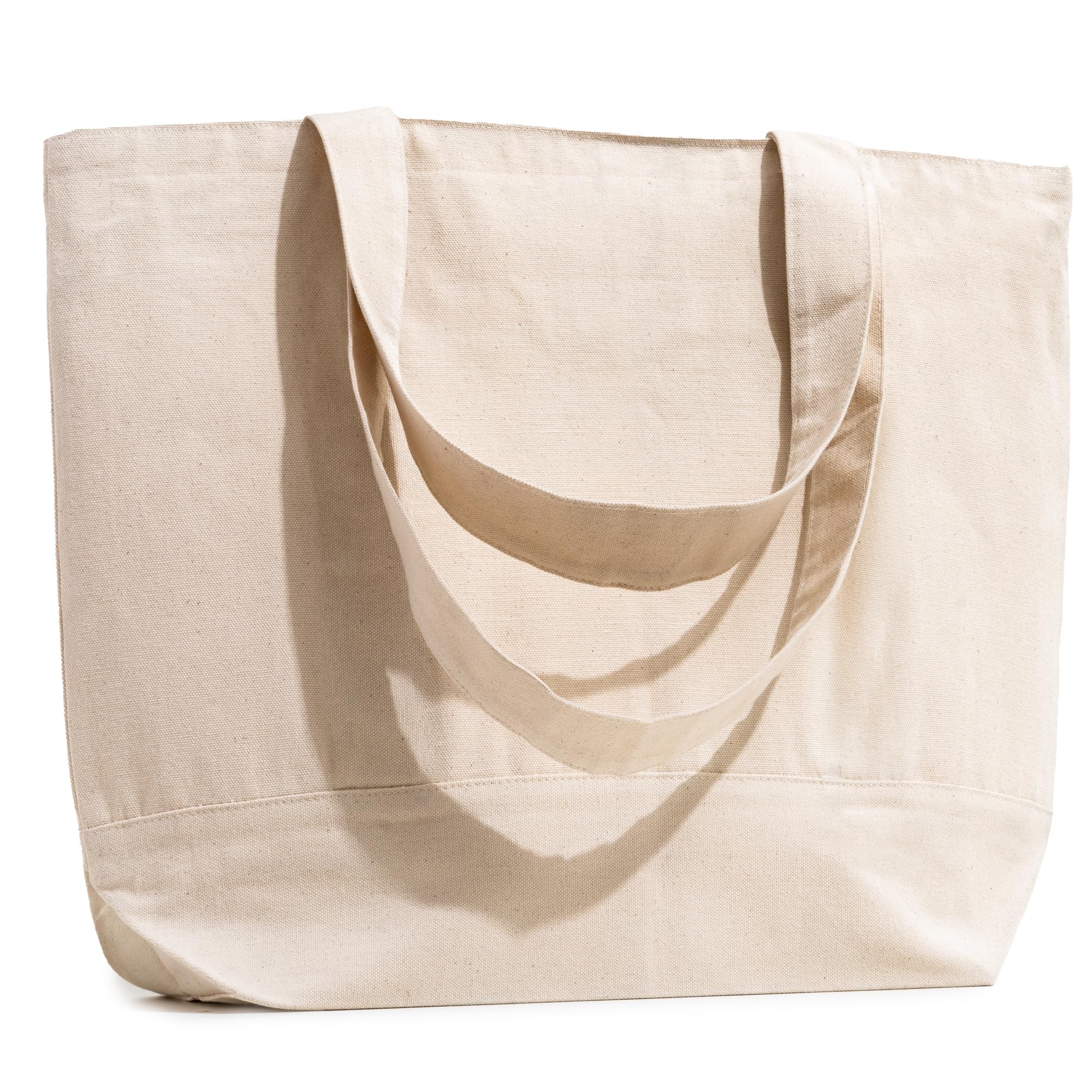 Eco-Friendly Organic Cotton Canvas Tote Bags Bulk - Reusable Shopping Bags for Groceries, Beach & Farmers Market (Not Made in China) | Carrywell