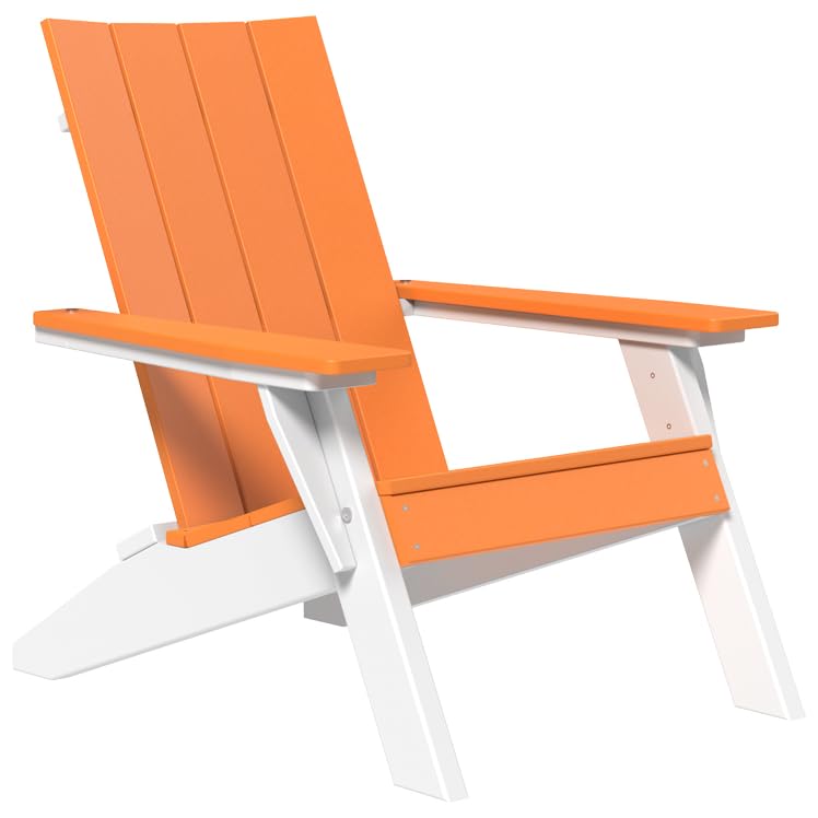 Premium Poly Lumber Urban Adirondack Chair in Tangerine & White | Durable Outdoor Furniture for Patio, Garden & Poolside | Furniture Barn USA