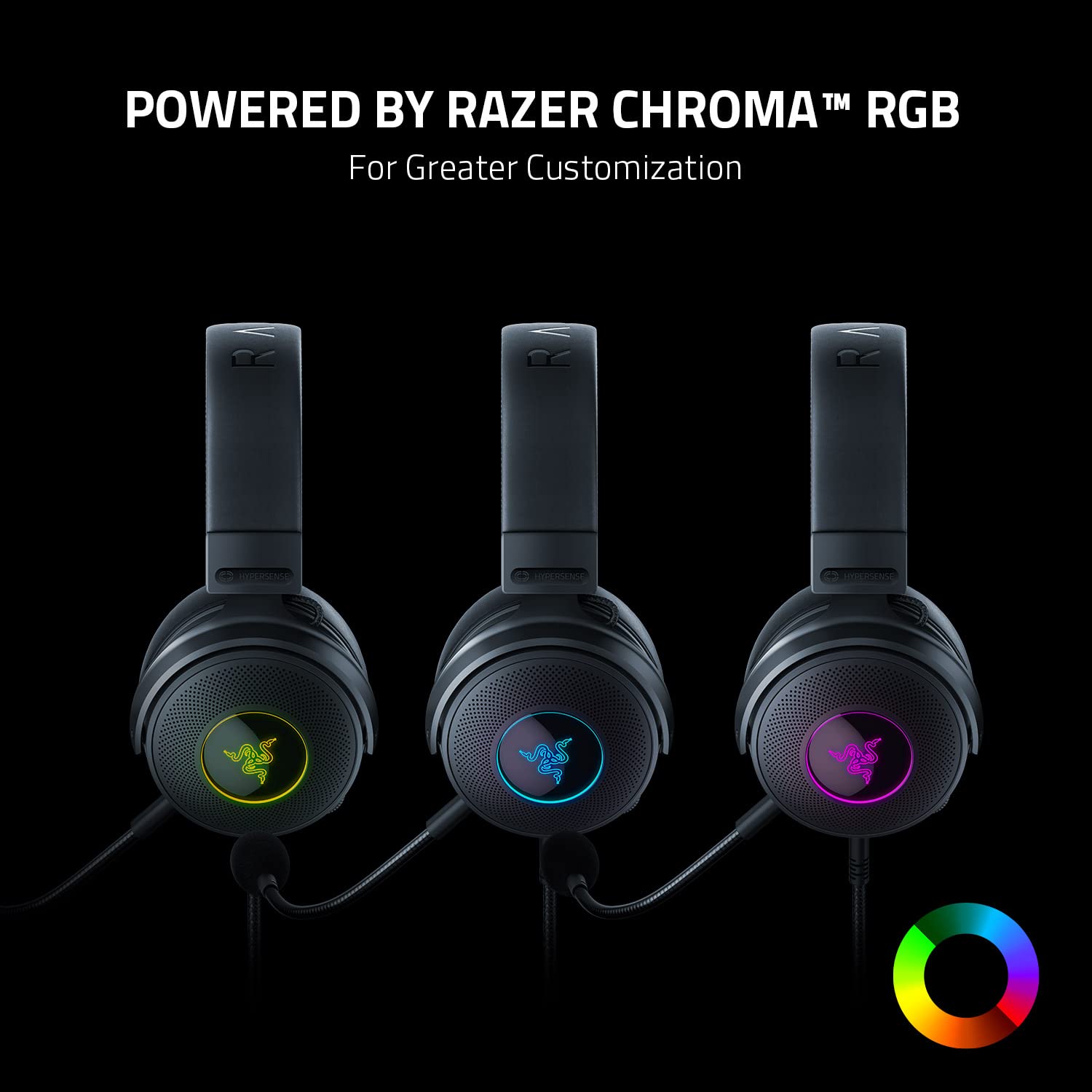 Razer Kraken V3 HyperSense Wired USB Gaming Headset with Haptic Feedback - 50mm TriForce Titanium Drivers, THX Spatial Audio, Detachable HyperClear Mic - Perfect for PC, PS5, Xbox & Competitive Esports Gaming (Black)