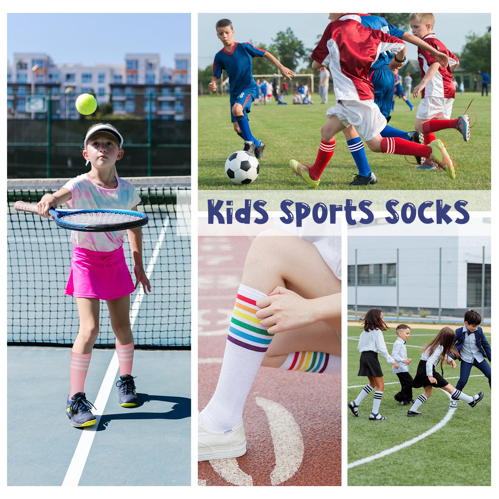 **Durio Youth Baseball Socks for Toddlers & Kids - Soft Cotton Long Socks for Boys & Girls - Perfect for Soccer, Baseball & Sports (3-Pack)**    *(Great for School, Practice, Games & Everyday Wear!)*