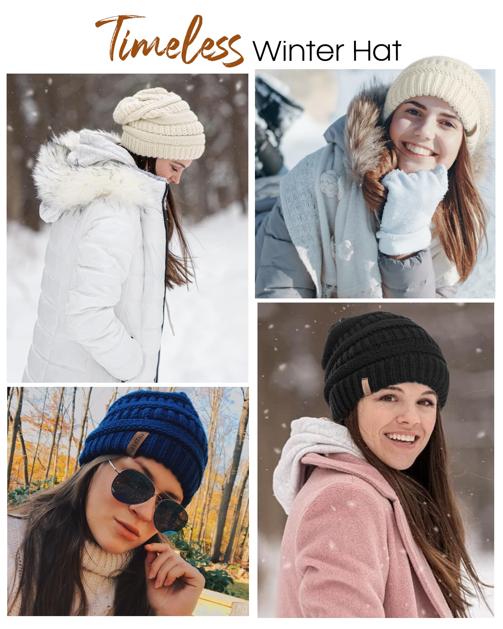 FURTALK Women's Fleece Lined Knit Beanie - Winter Warm Slouchy Hat for Skiing & Outdoor Activities | Soft Skull Cap for Cold Weather Protection